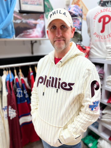 Phillies Throwback Cream Embroidered Pinstripe Hood