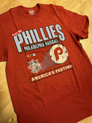 Throwback Phillies Cooperstown Cardinal Pastime Scrum Tee