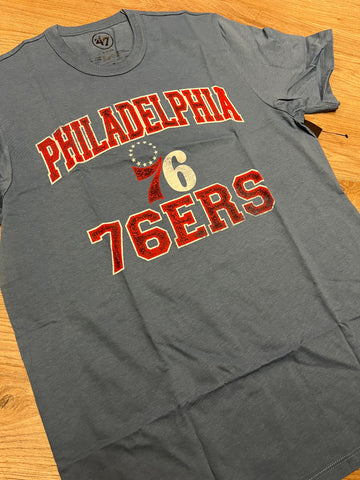 Sixers Cadet Blue Union Arch Franklin Tee