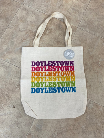 Doylestown rainbow color-canvas tote