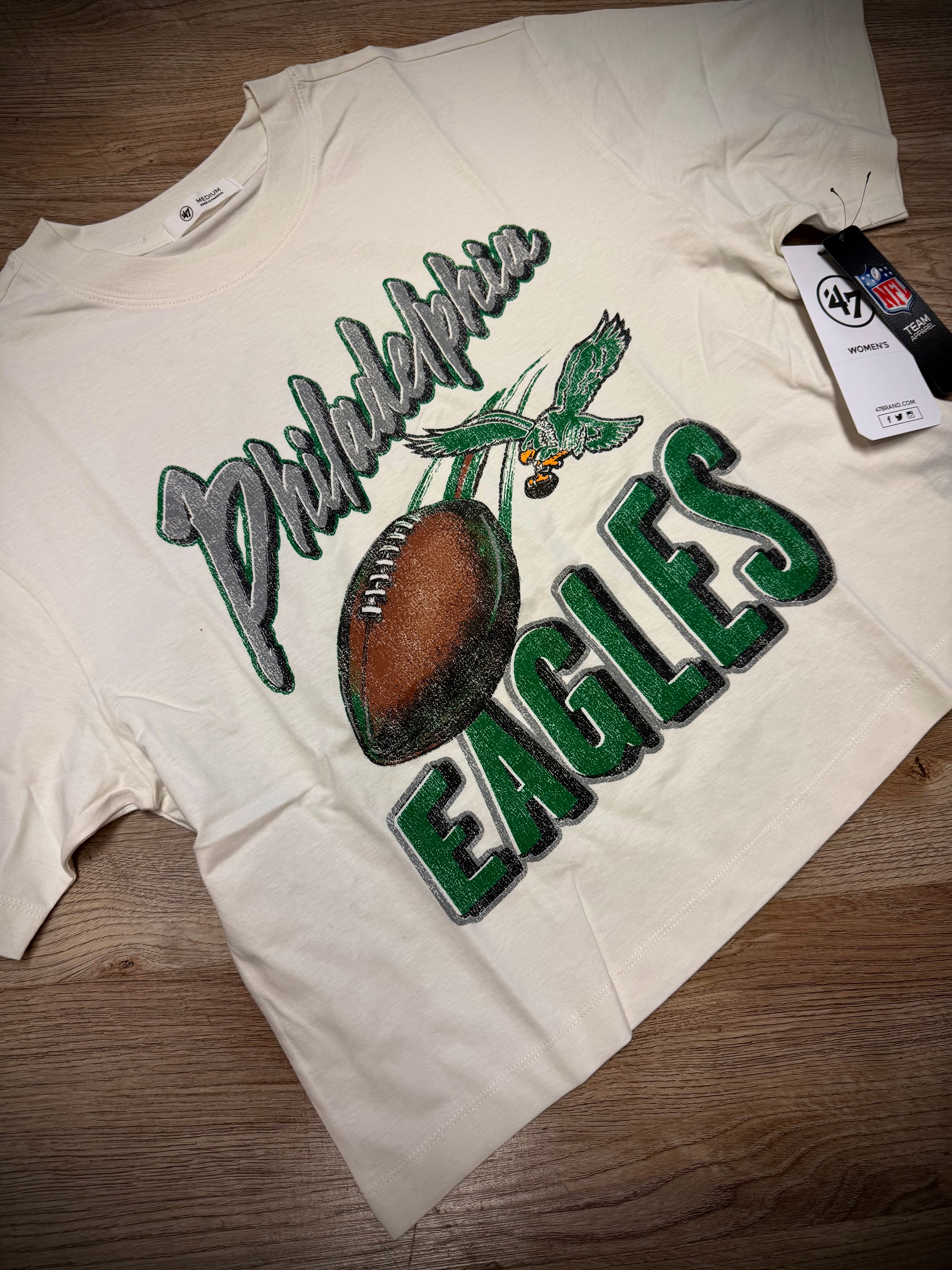 Ladies Eagles Sandstone Dime Time Crop Tee
