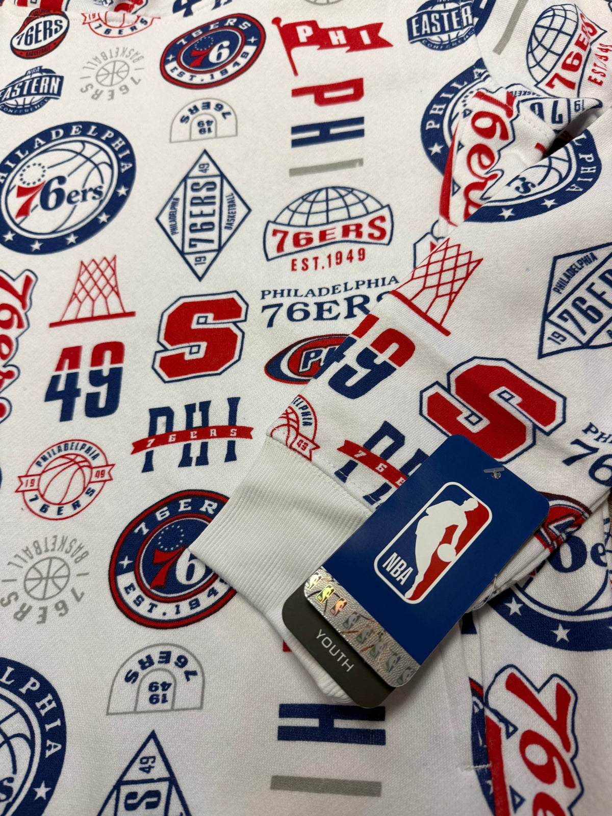Kids Sixers All Over Print 3 and D Hoodie