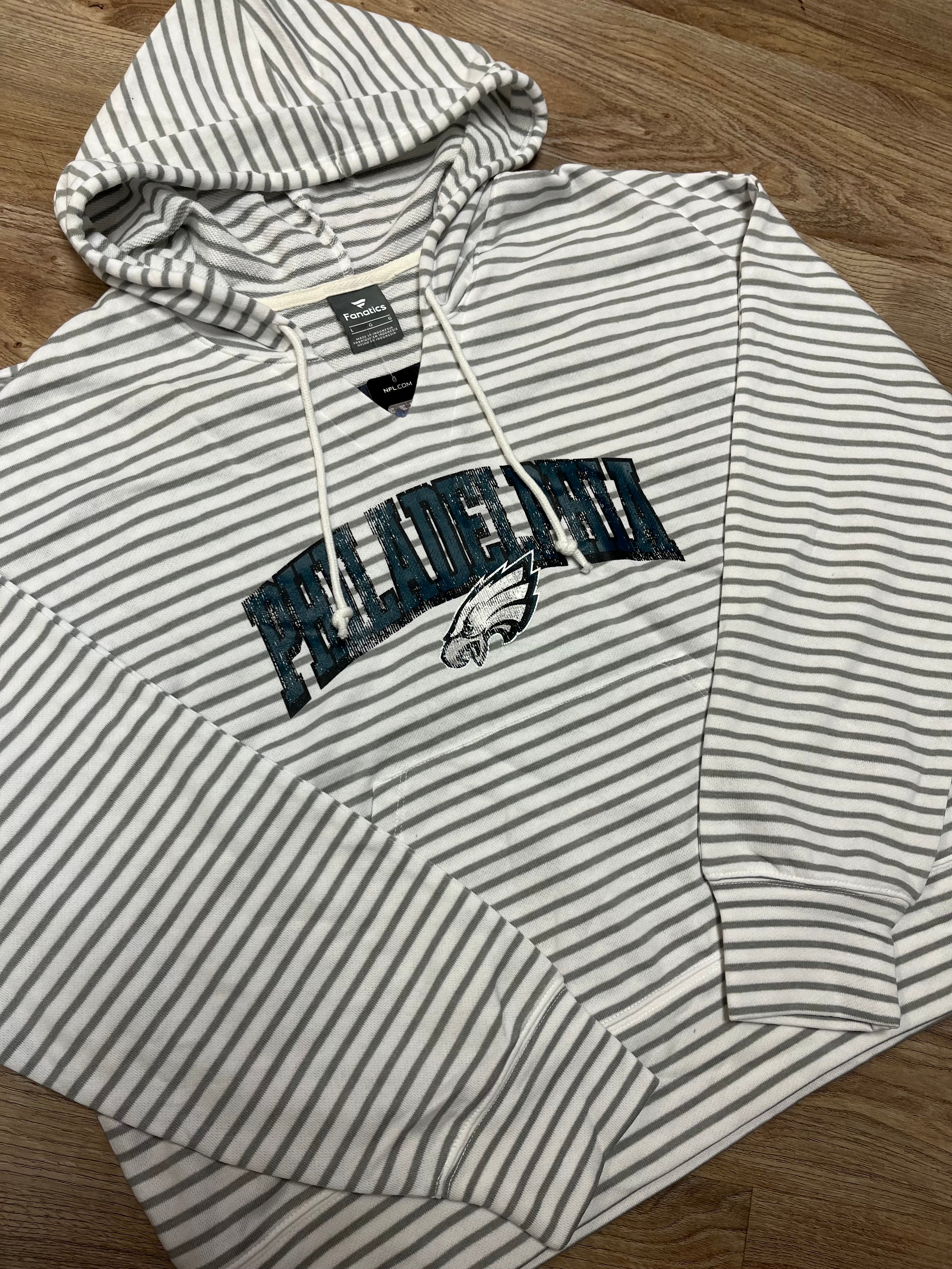 Ladies Eagles Striped Arch Vintage Terry Hoodie
