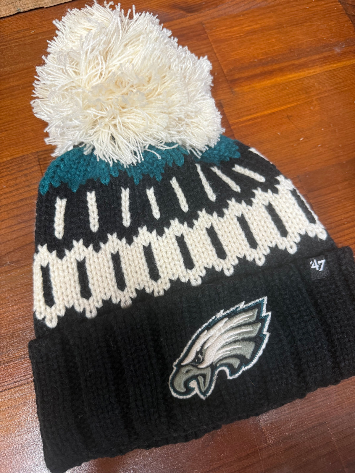 Eagles Black Felicity Cuff Knit Pom Hat