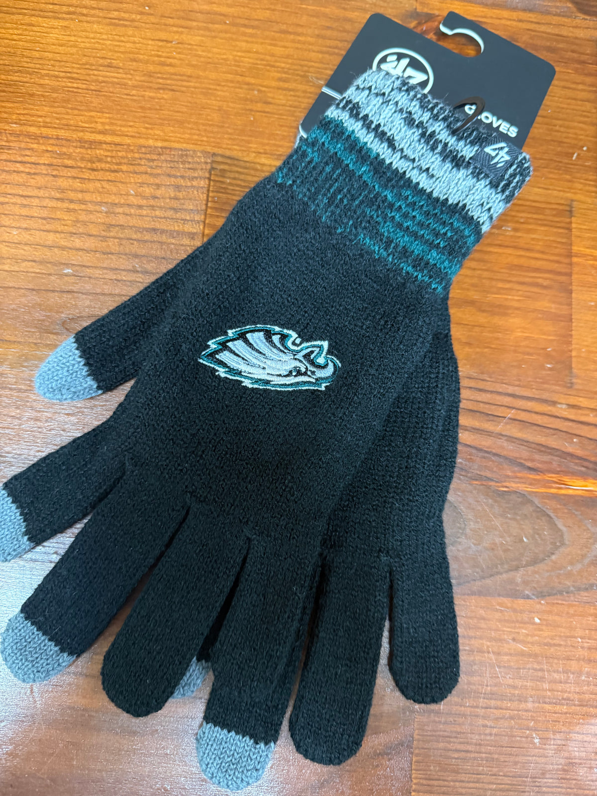 Eagles Black Knit Gloves