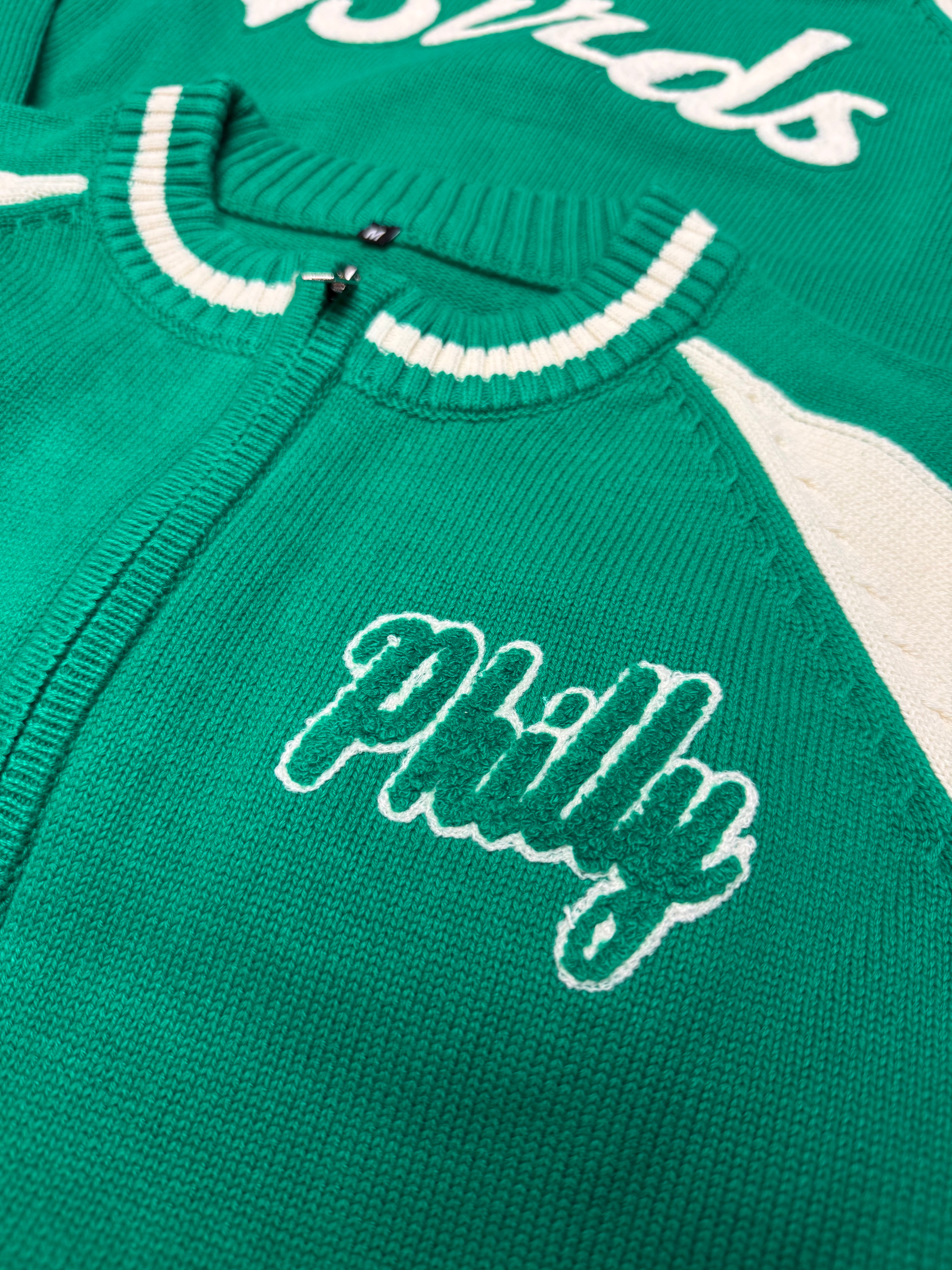 Philly Birds Kelly Green Varsity Ladies Zip Sweater Jacket