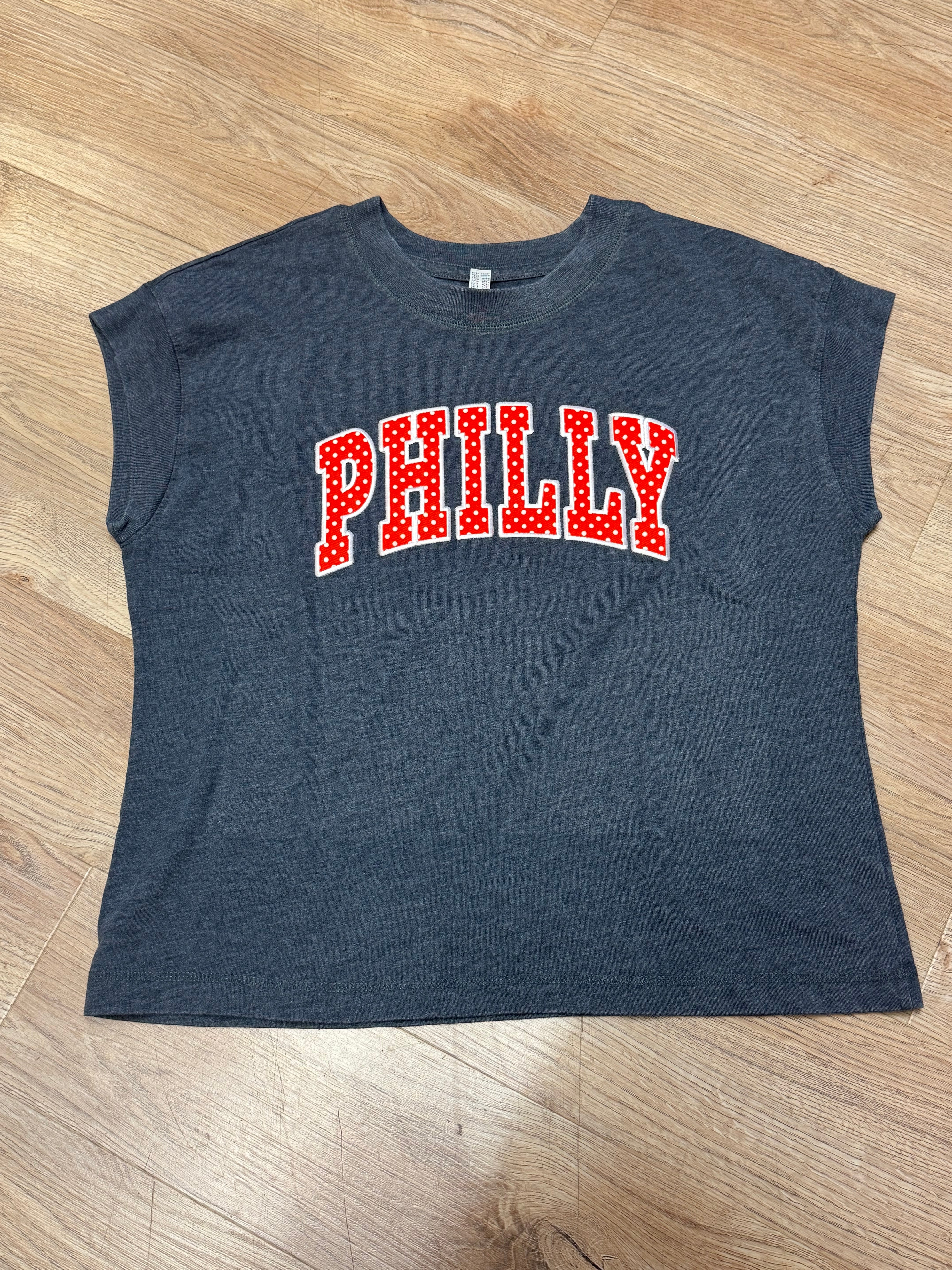Ladies Philly polka dot muscle cap sleeve tee