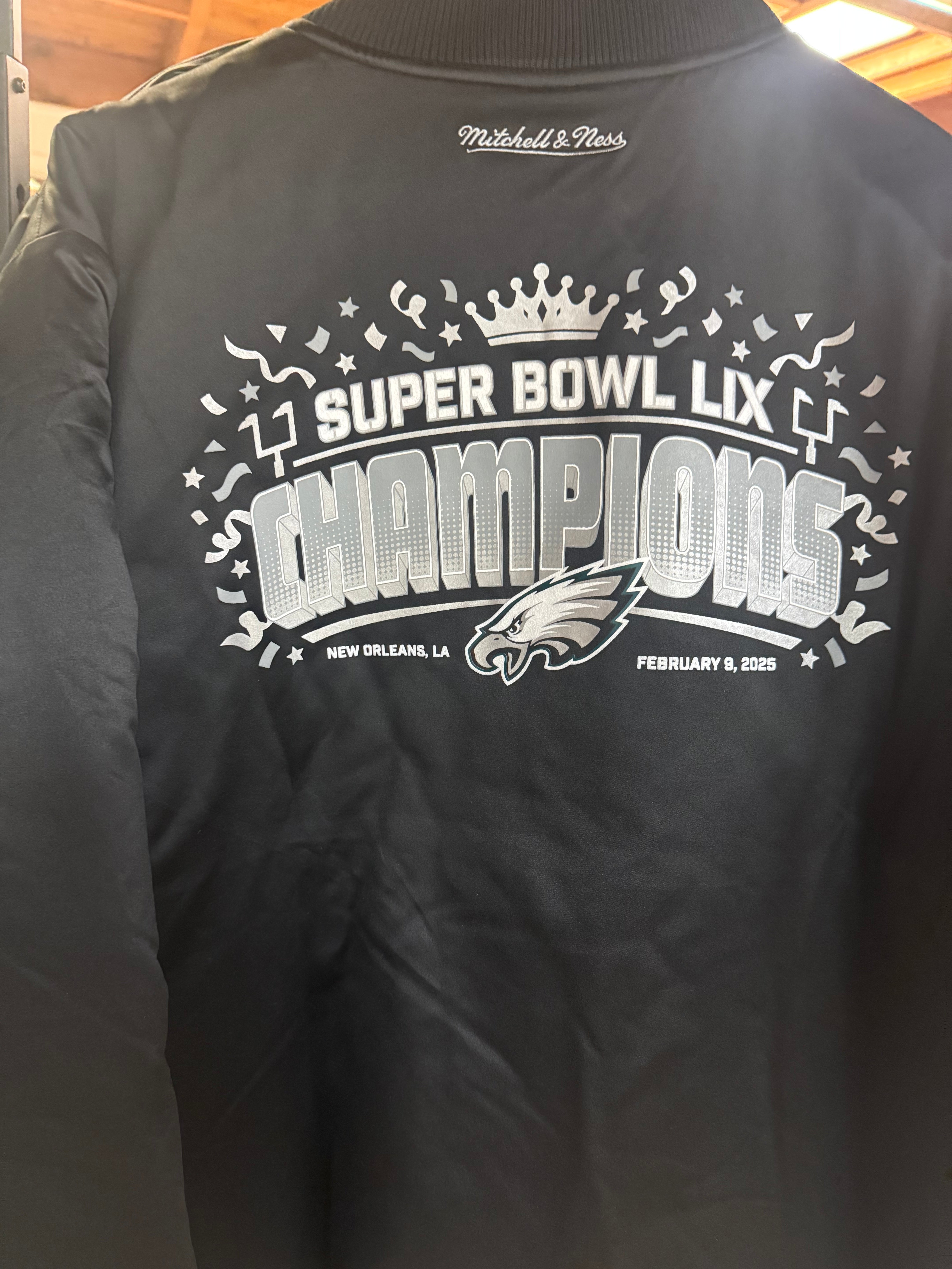 Eagles Black Satin Super Bowl Champions Satin Zip Up Jacket - LIMITED EDITION