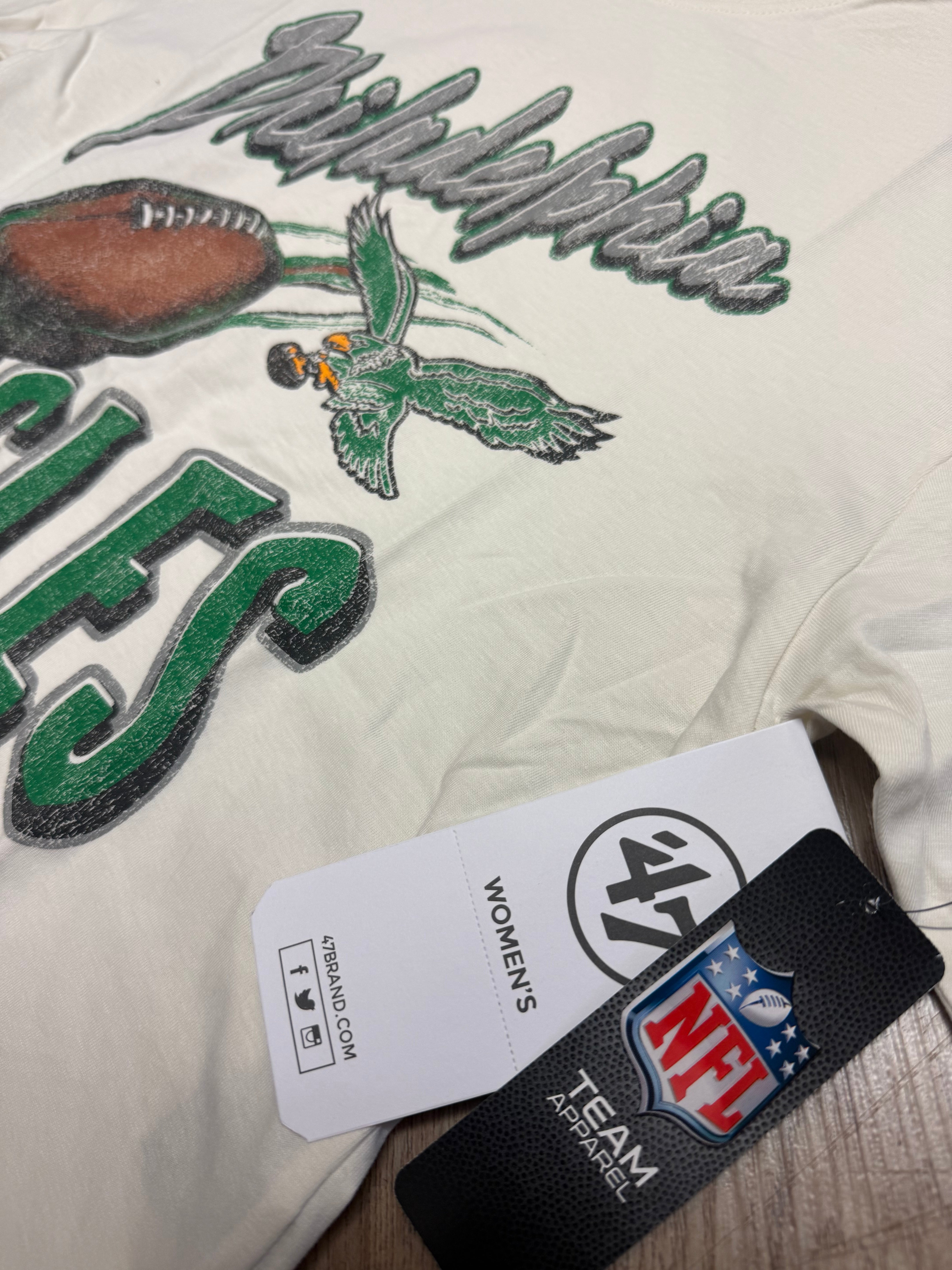 Ladies Eagles Sandstone Dime Time Crop Tee