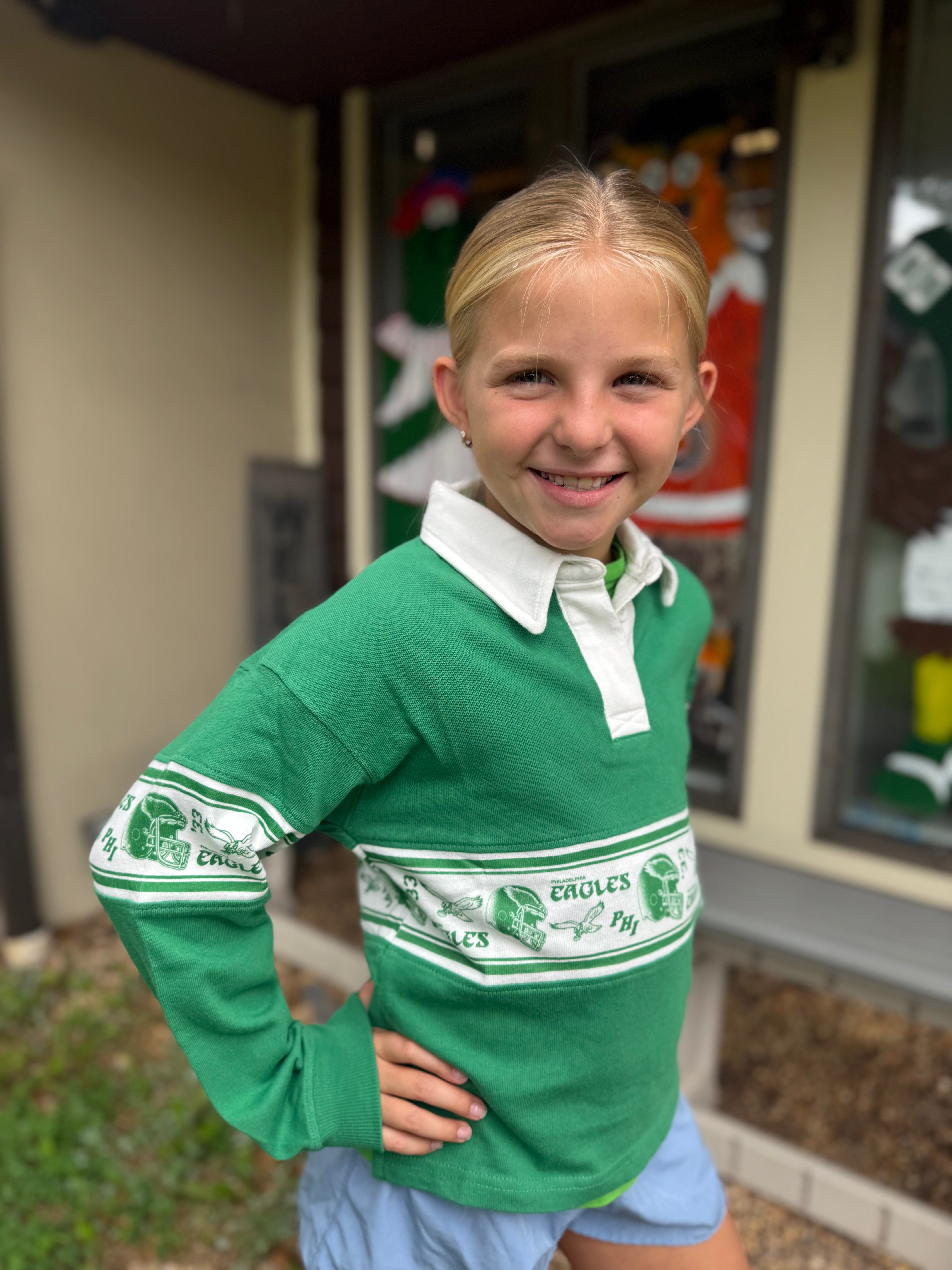 Girls Eagles Throwback Rugby Long Sleeve