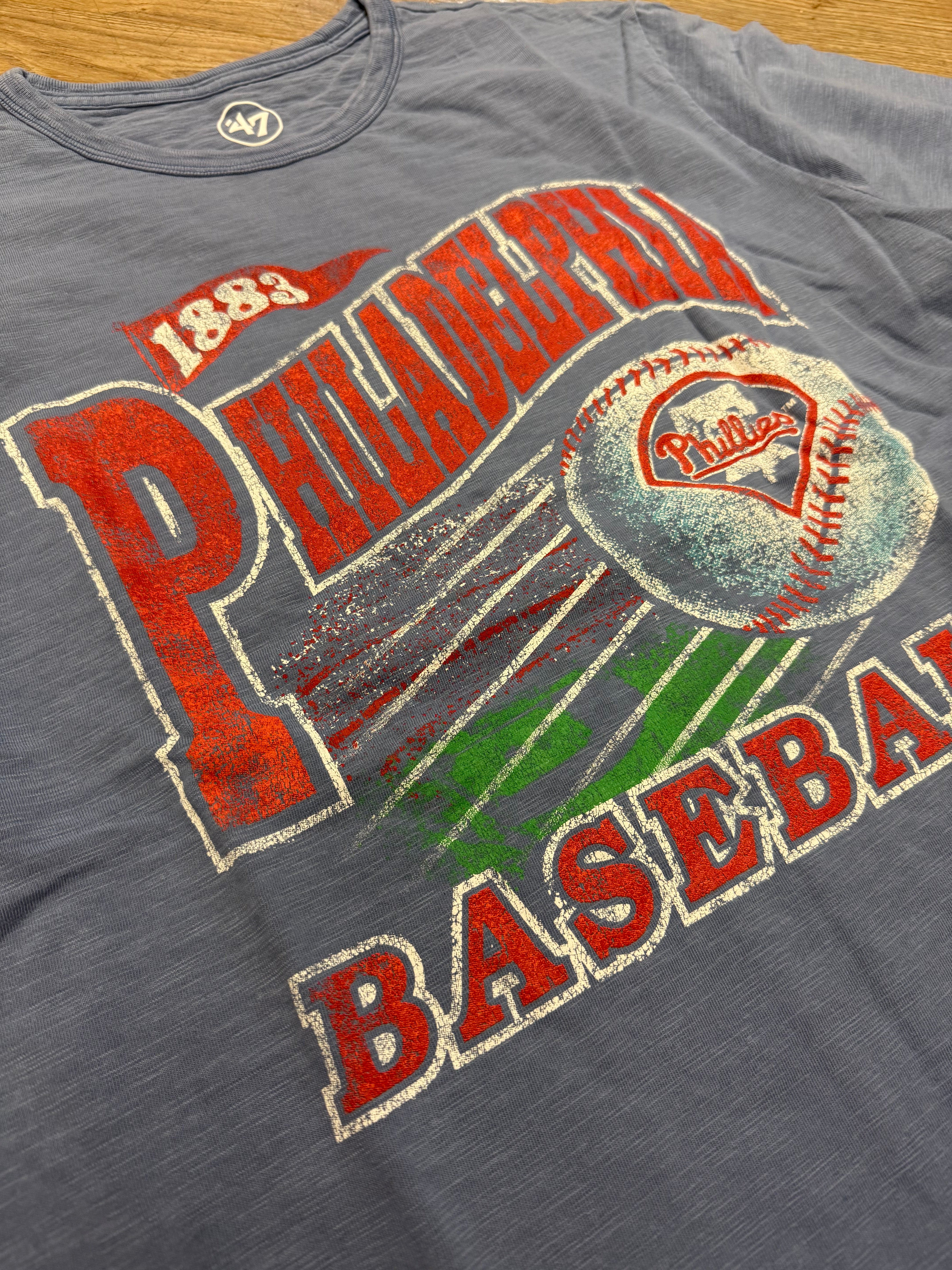 Phillies 1883 Thrift Blue Game Worn Heavy Slub Tee