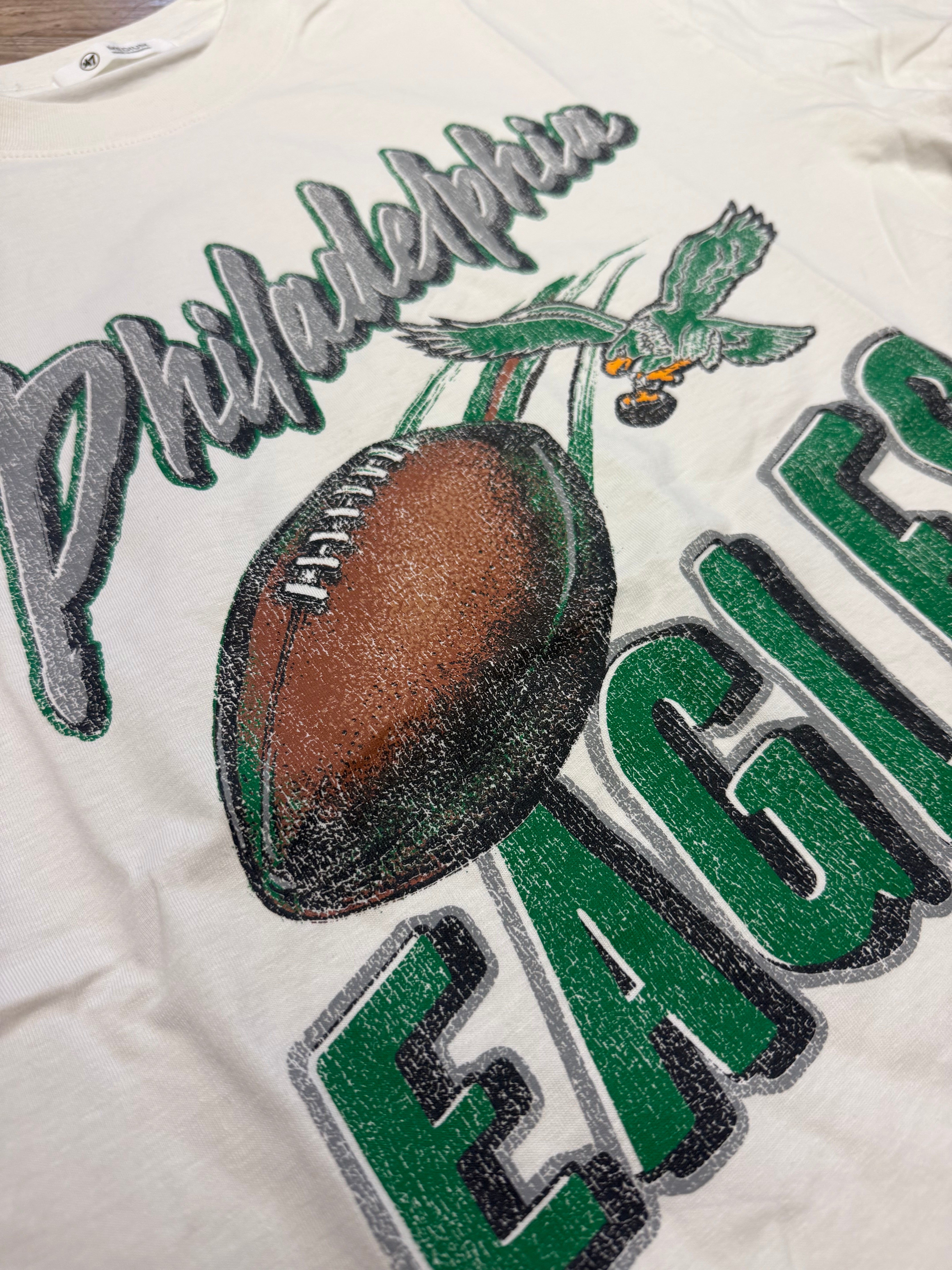 Ladies Eagles Sandstone Dime Time Crop Tee