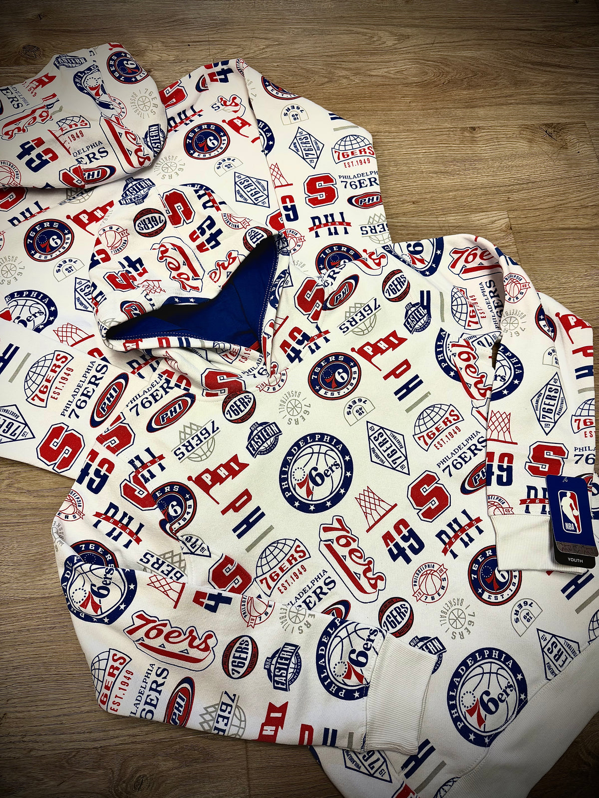 Kids Sixers All Over Print 3 and D Hoodie
