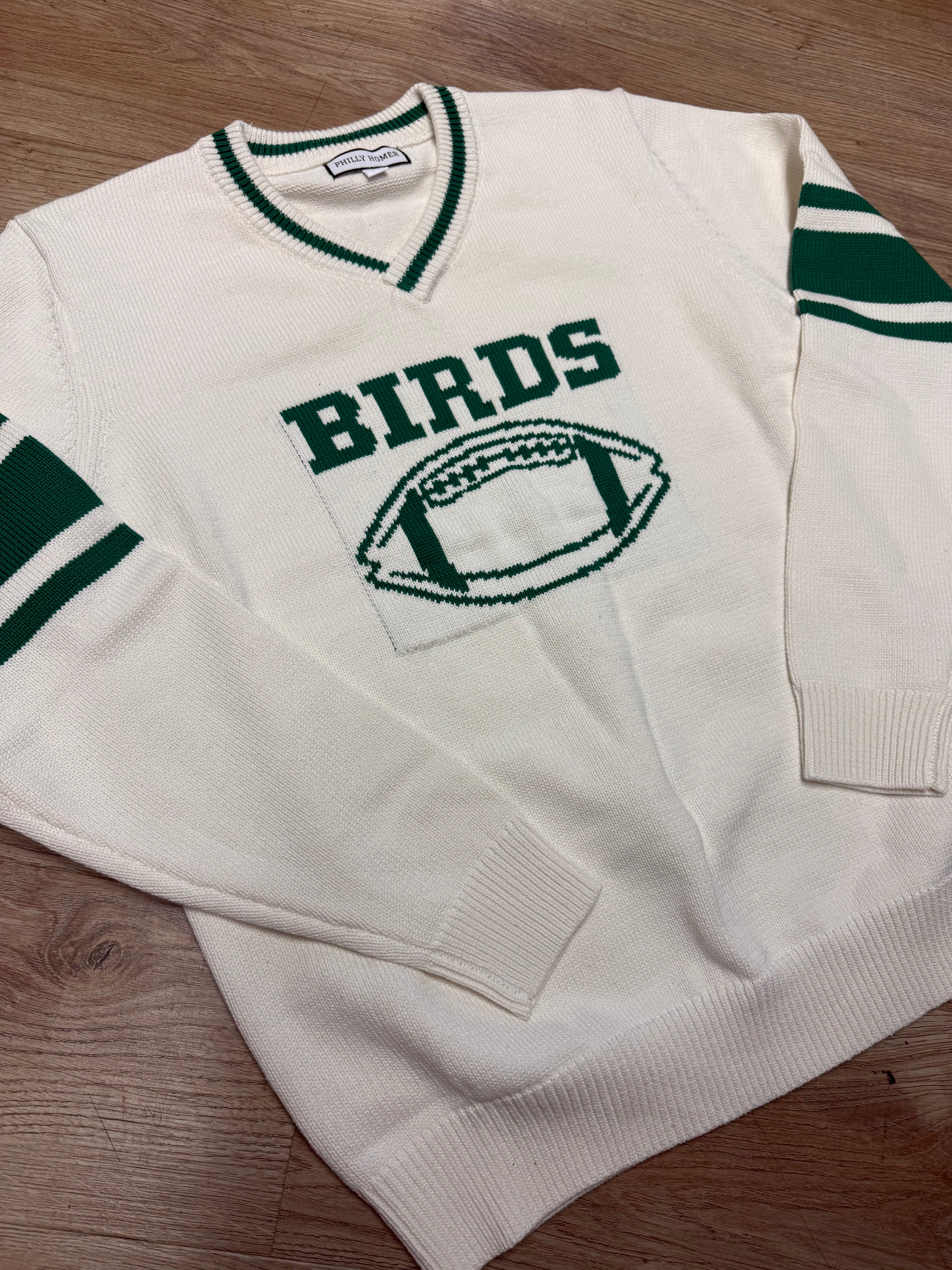 Birds Cream Varsity Ladies V-Neck Sweater