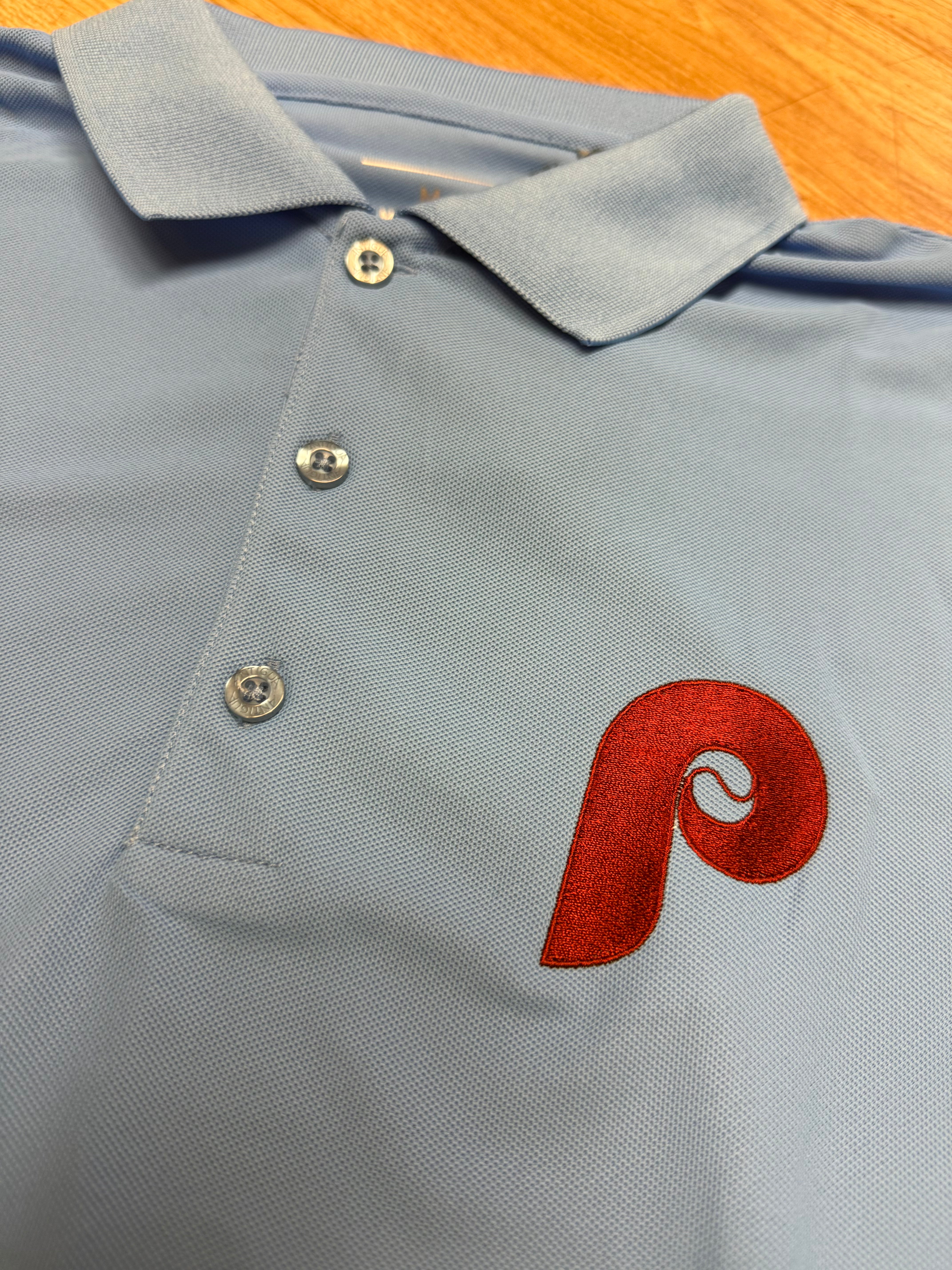 Phillies Throwback Pique Powder Blue Polo Shirt