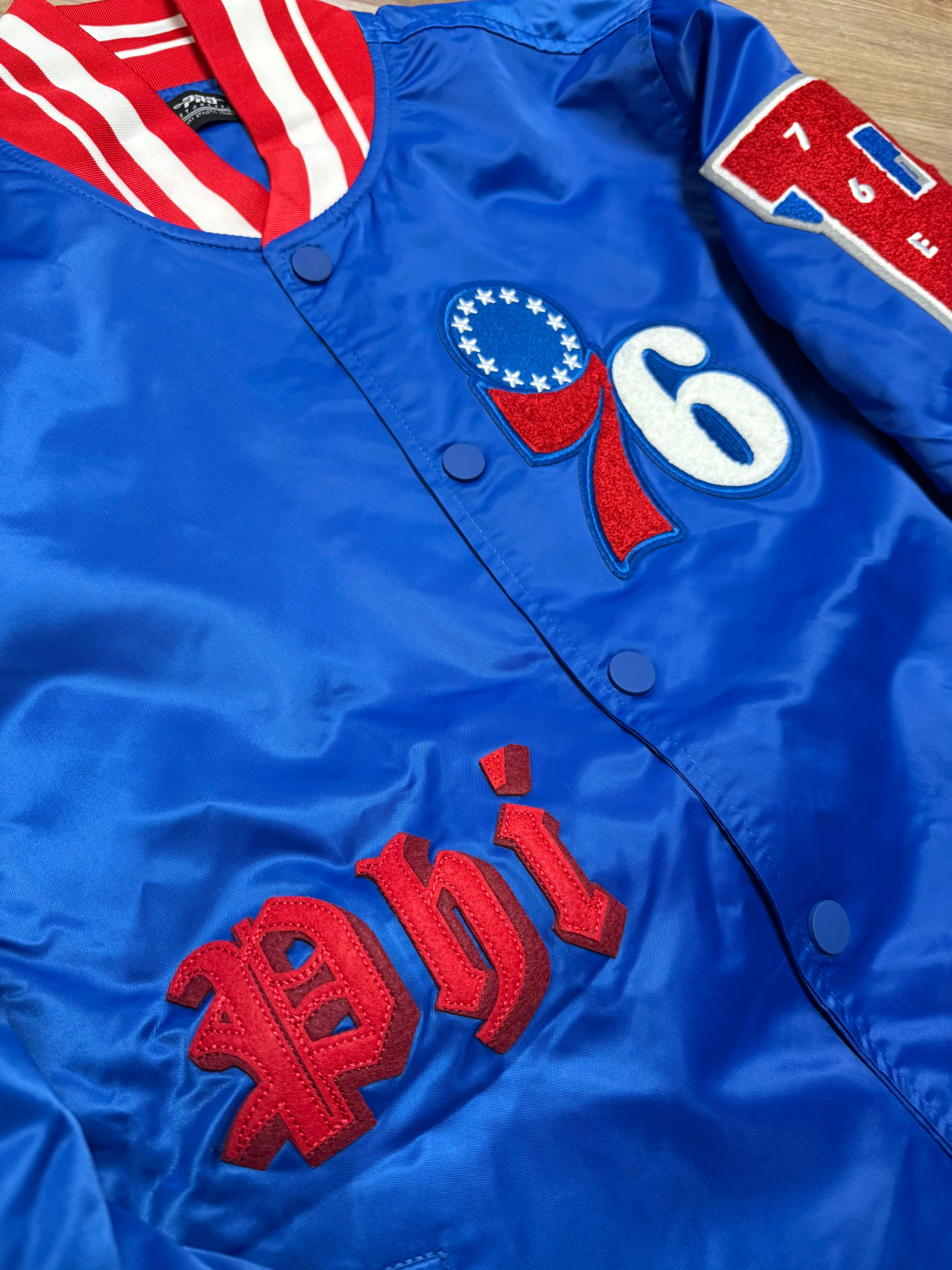 Sixers Old English Throwback Satin Jacket