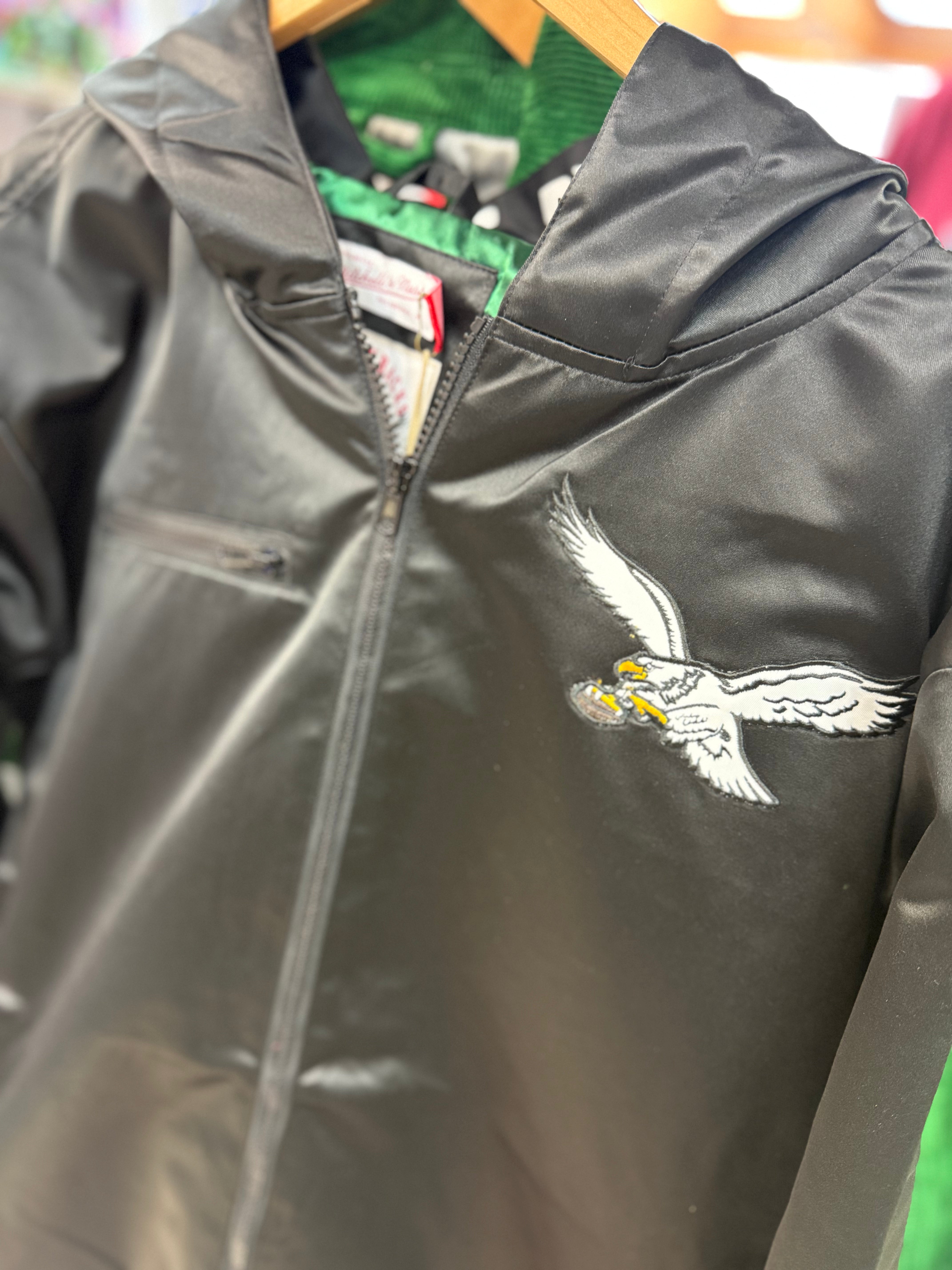 Eagles Walk the Tunnel Hooded Bomber Satin Jacket