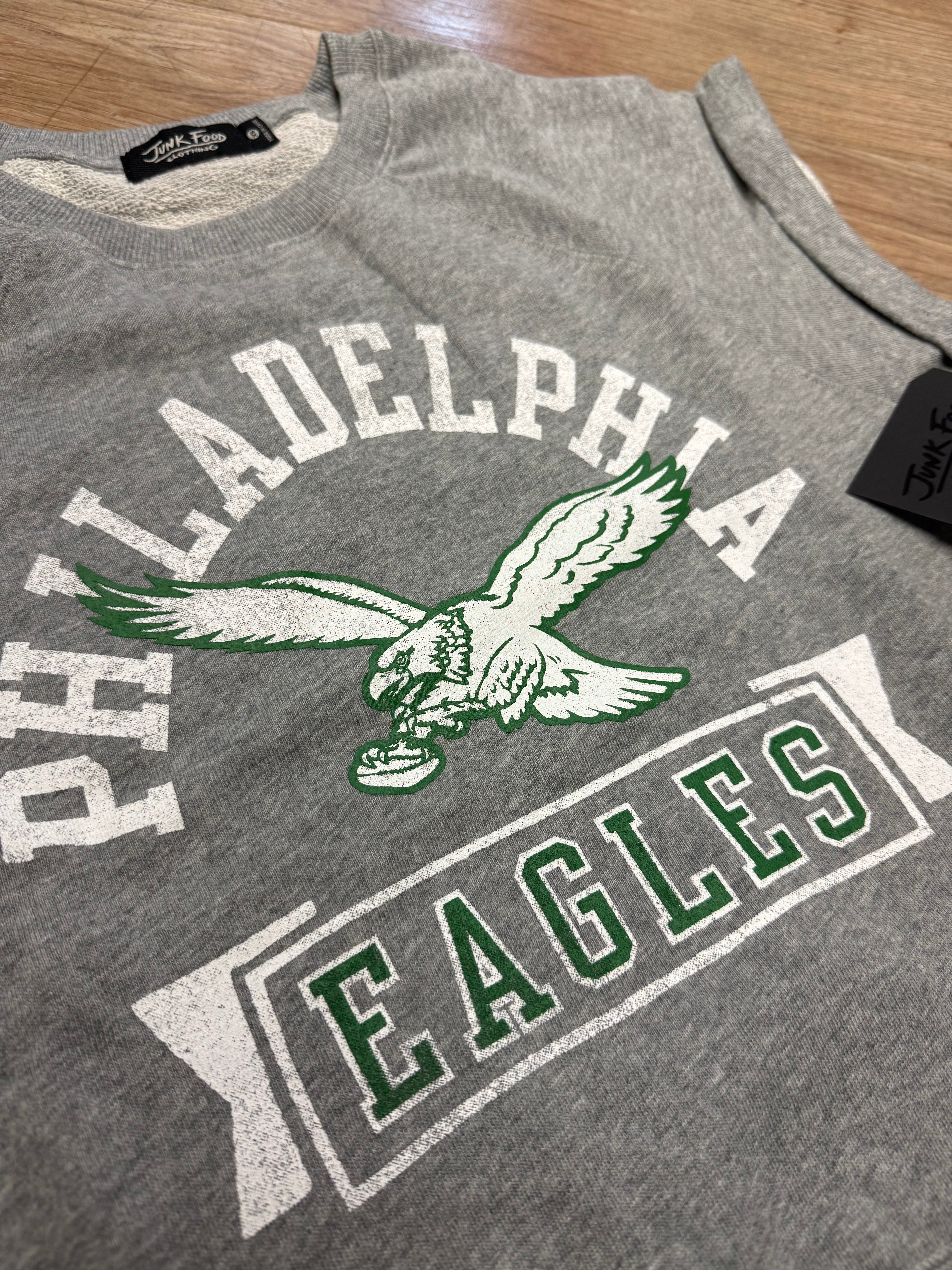 Ladies Eagles Throwback Muscle Crew Hip Crop Sweatshirt