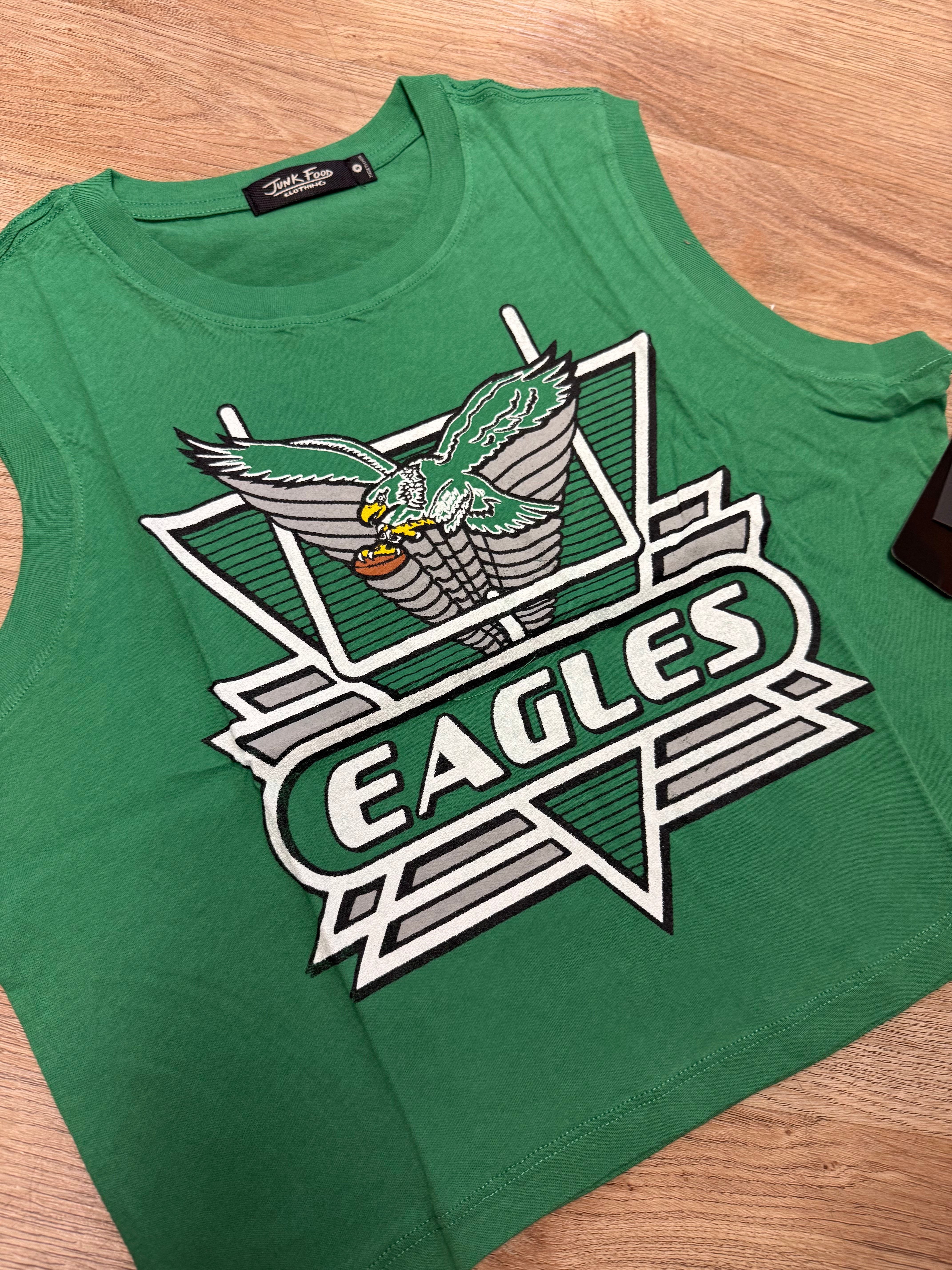 Ladies Eagles Field Goal Hip Cut Crop Muscle Tank