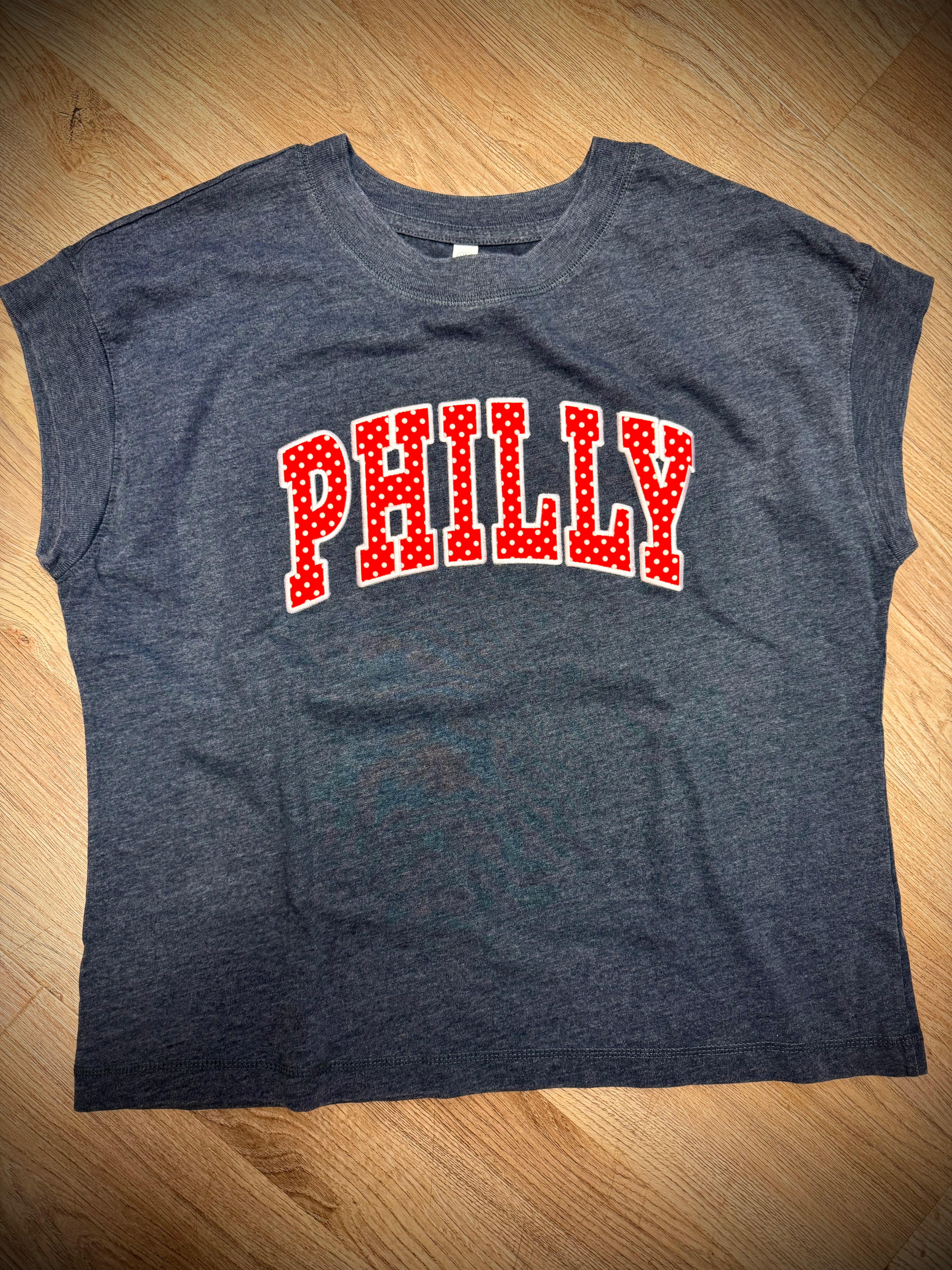 Ladies Philly polka dot muscle cap sleeve tee