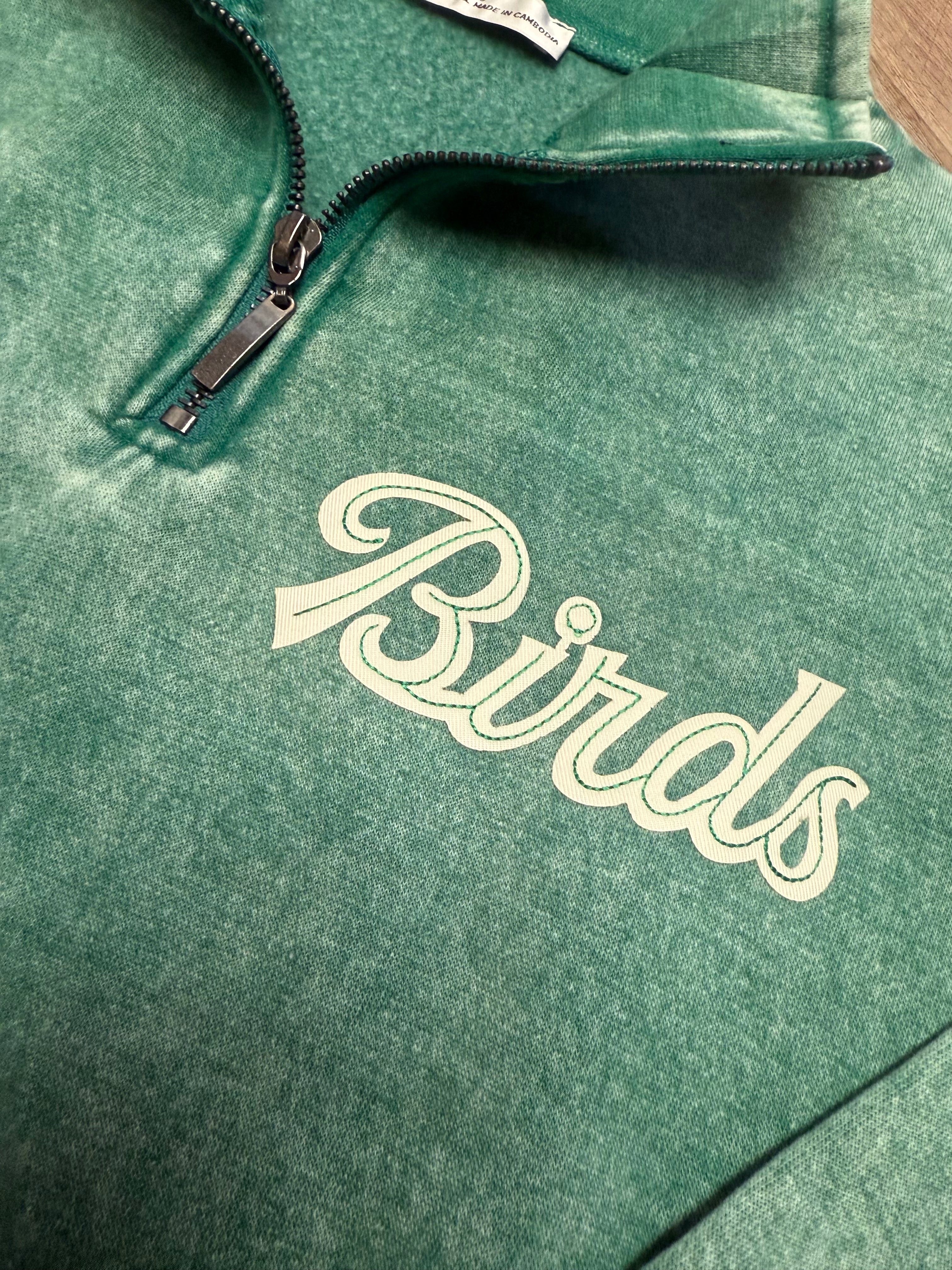 Ladies Birds Kelly Green Burnout 1/4 Zip Fleece