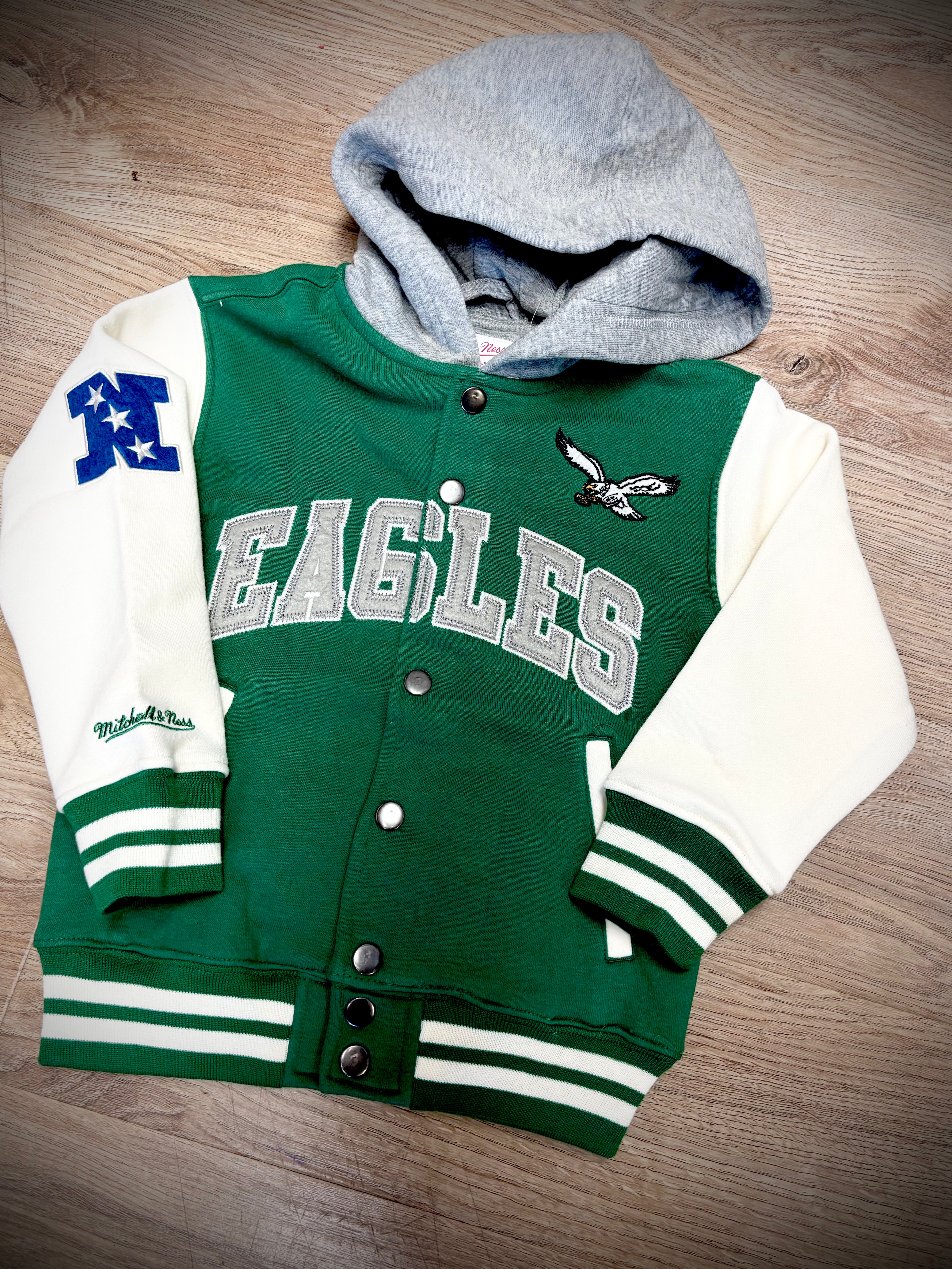 Baby Eagles Curtsied Fleece Button Down Hoodie Jacket