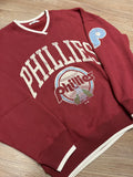 Ladies Phillies Throwback Mission Red Wax Pack Daze Eighties Plovr V-Neck Sweatshirt