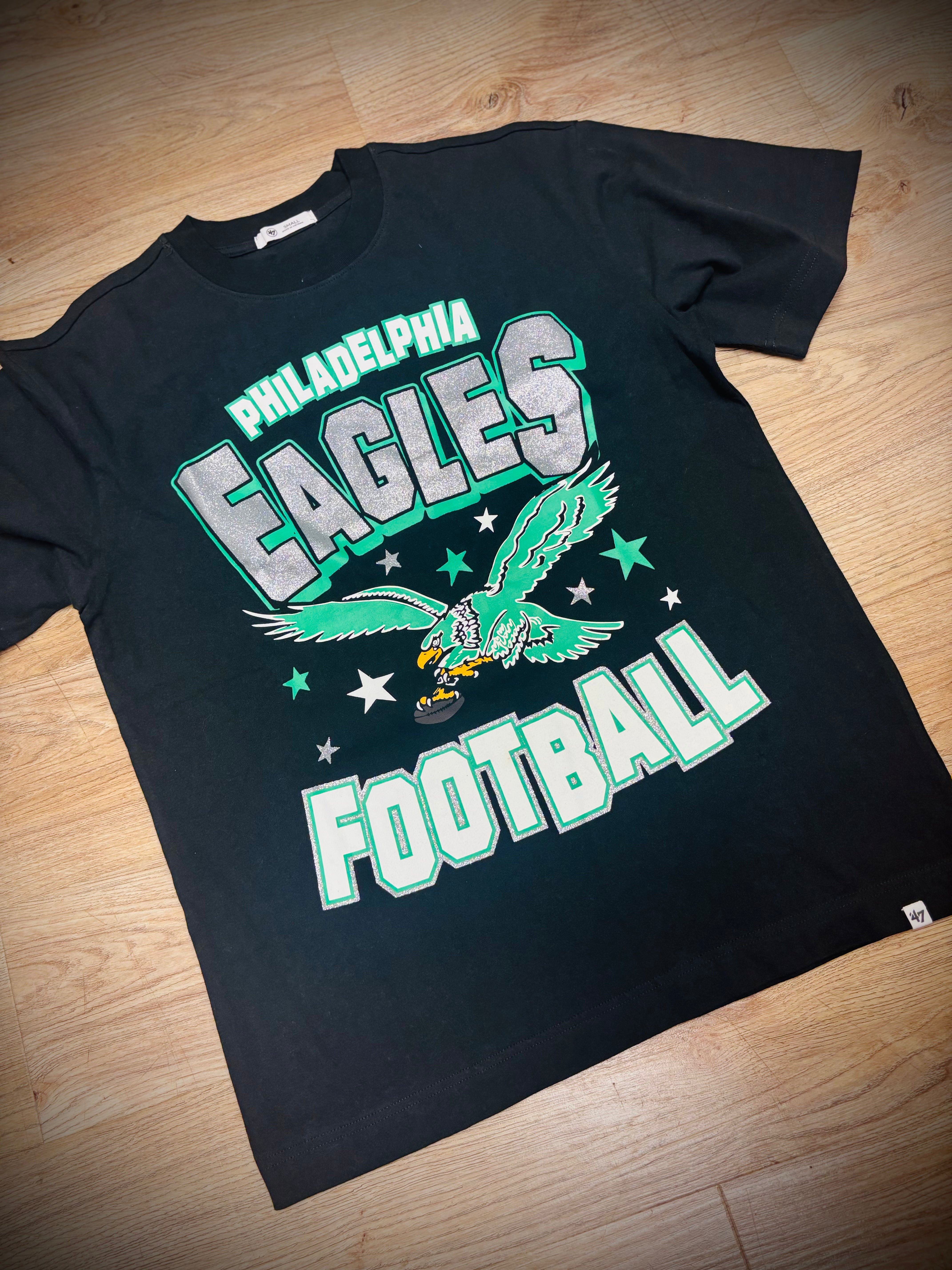 Women’s Eagles Historic Black Glitz Star foundation Tee