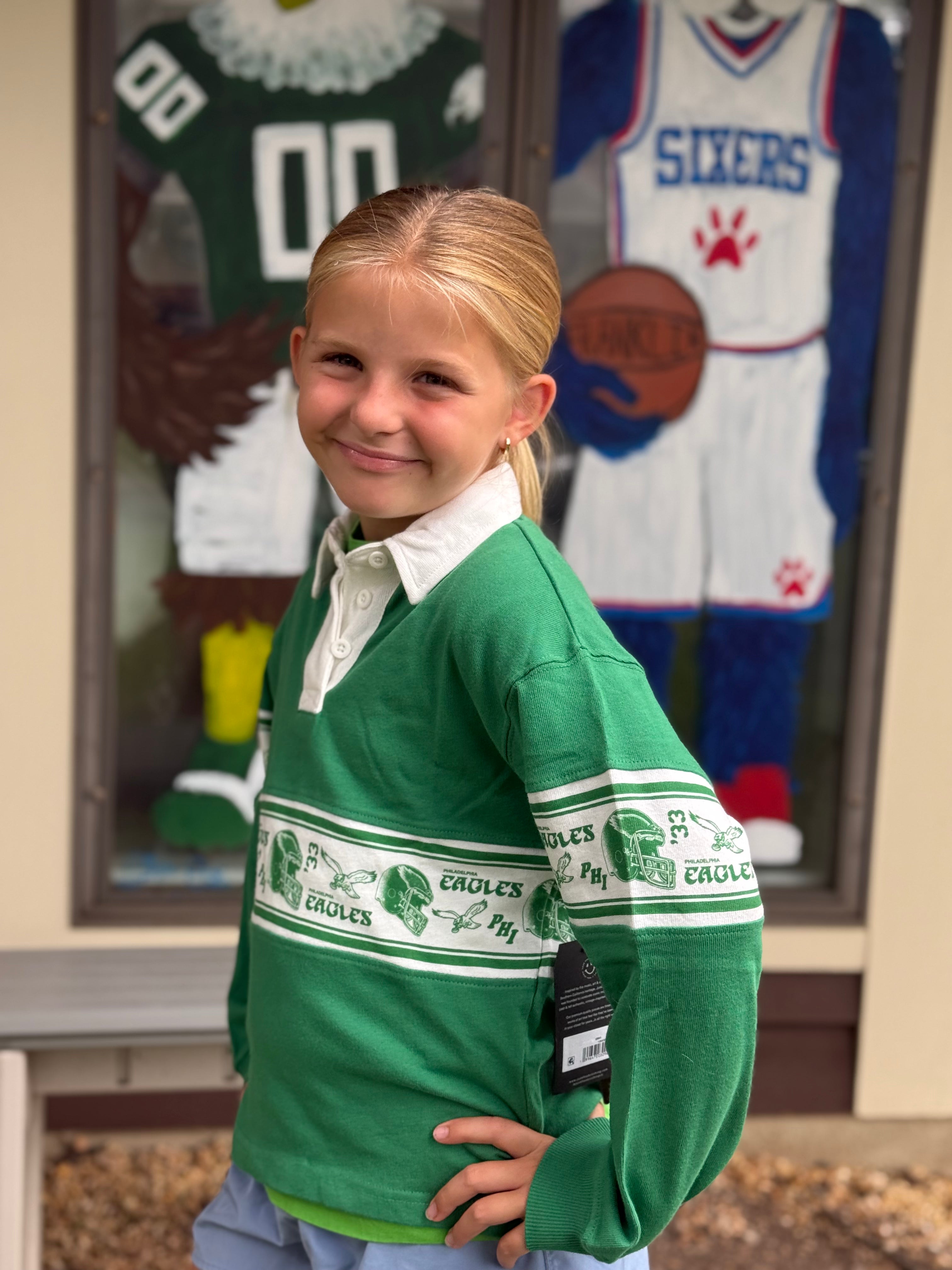 Girls Eagles Throwback Rugby Long Sleeve