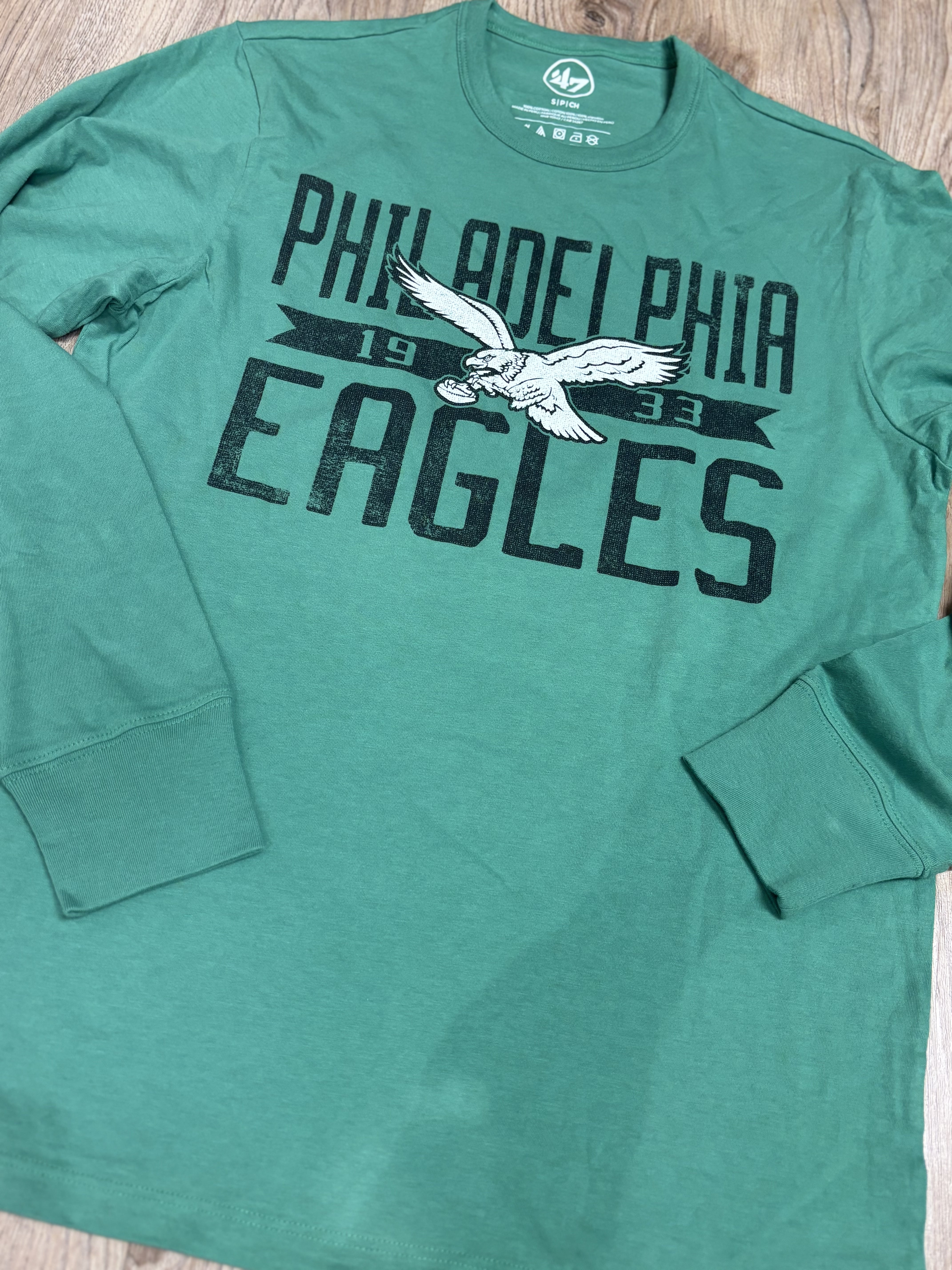 Eagles Kelly Green Long Sleeve Wideout Franklin Tee