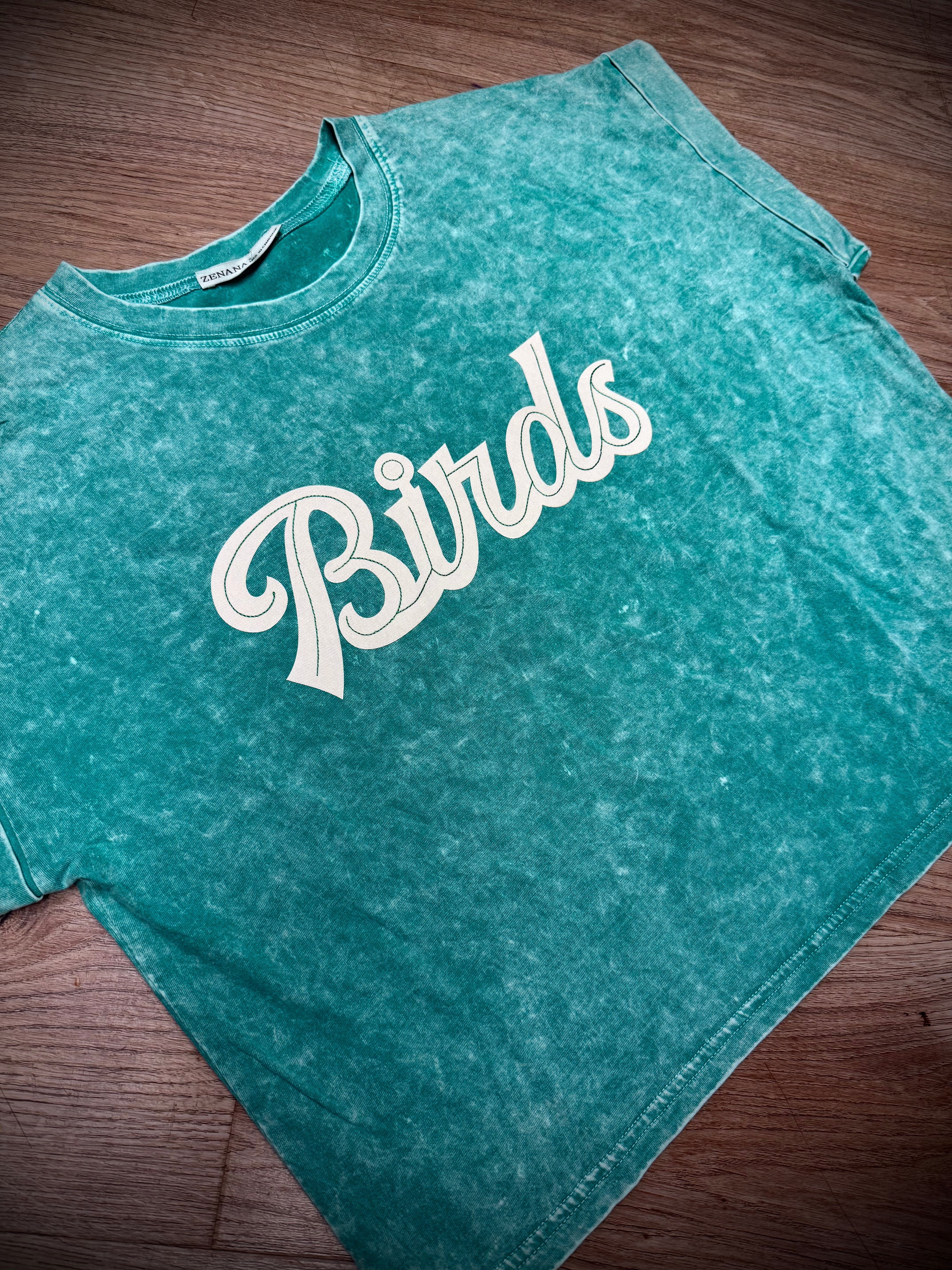 Ladies Birds Cap Sleeve Boxy Tee