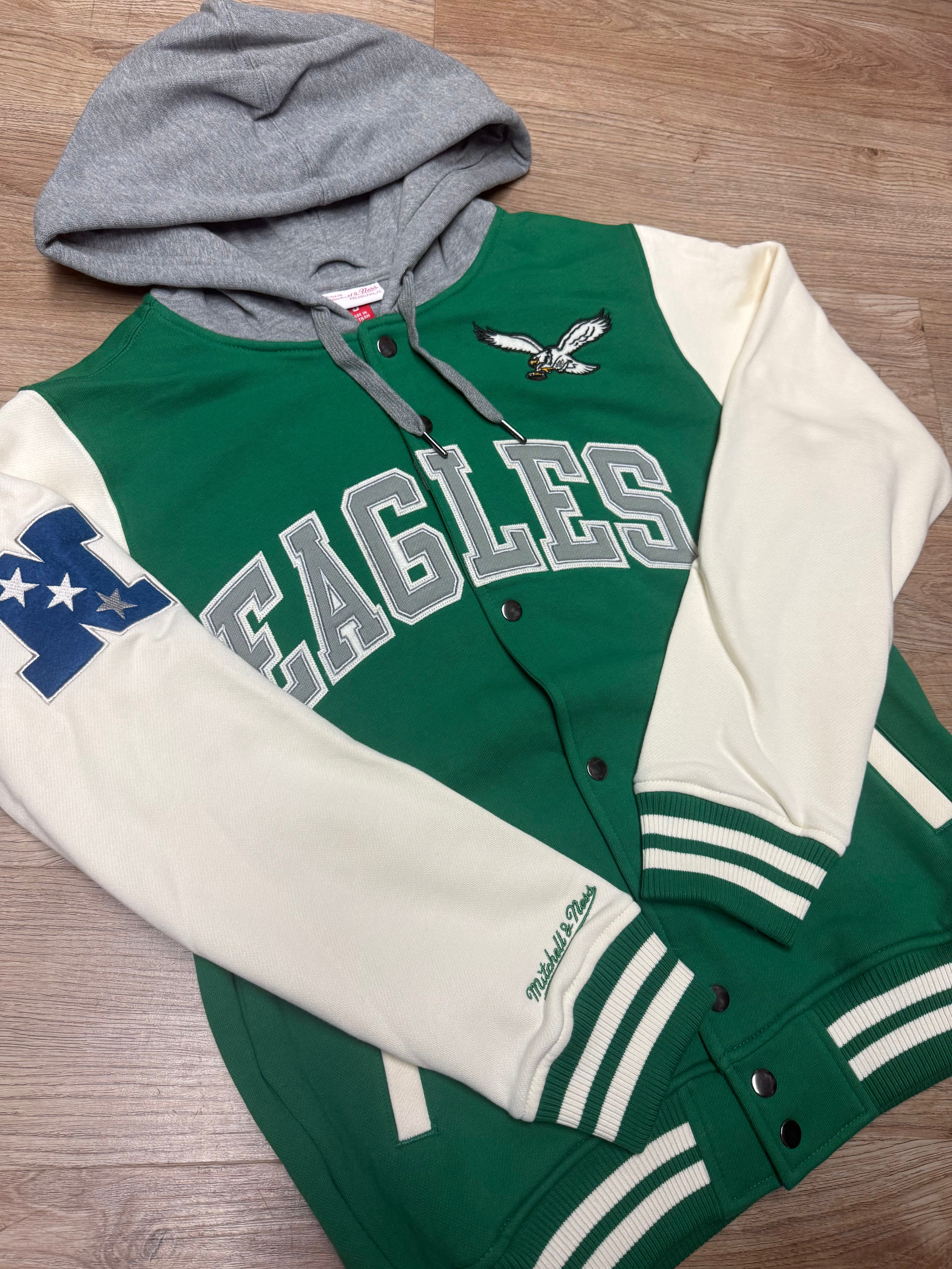 Philadelphia Eagles Throwback Courtside Fleece Button Front Jacket