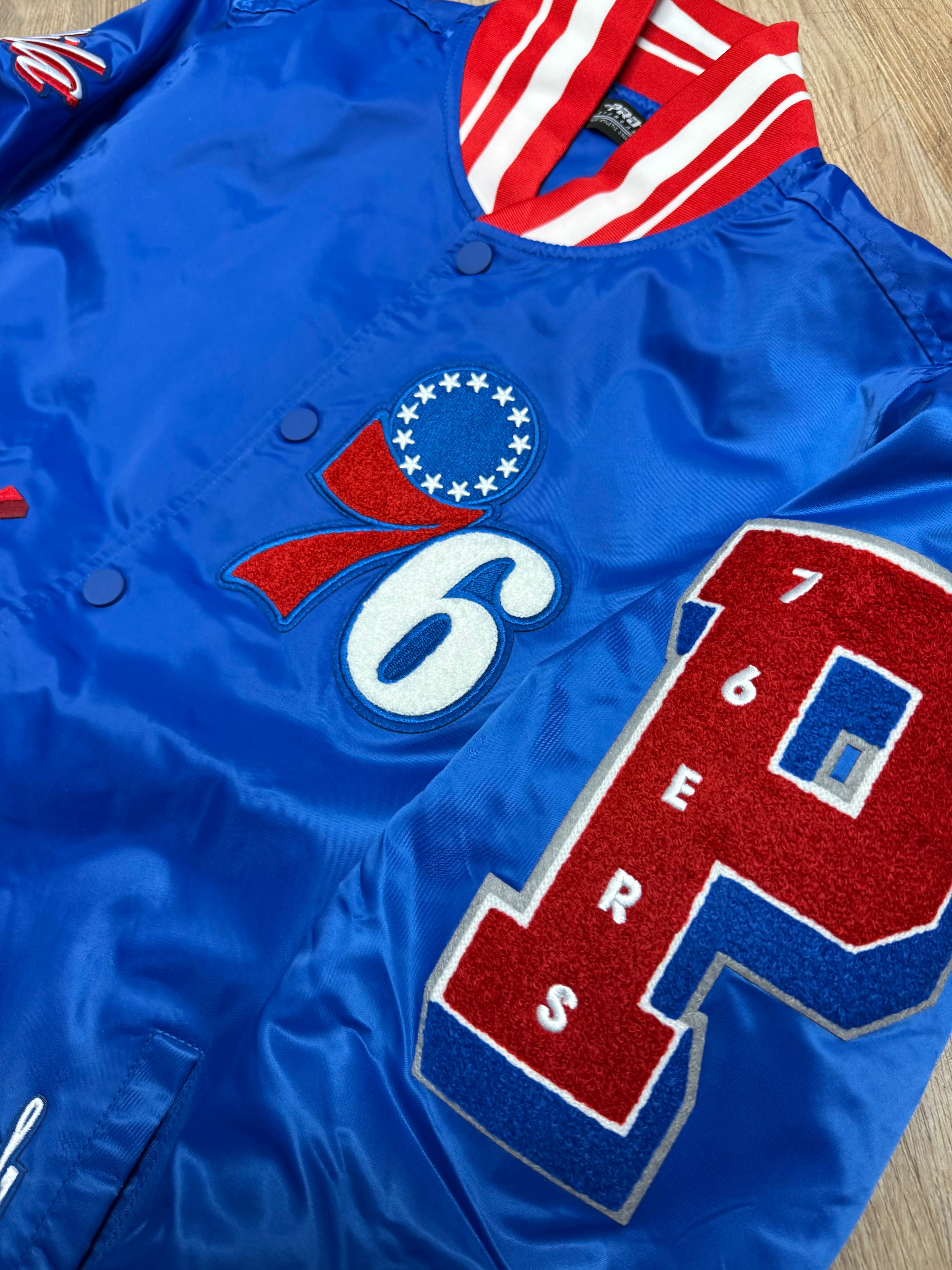 Sixers Old English Throwback Satin Jacket