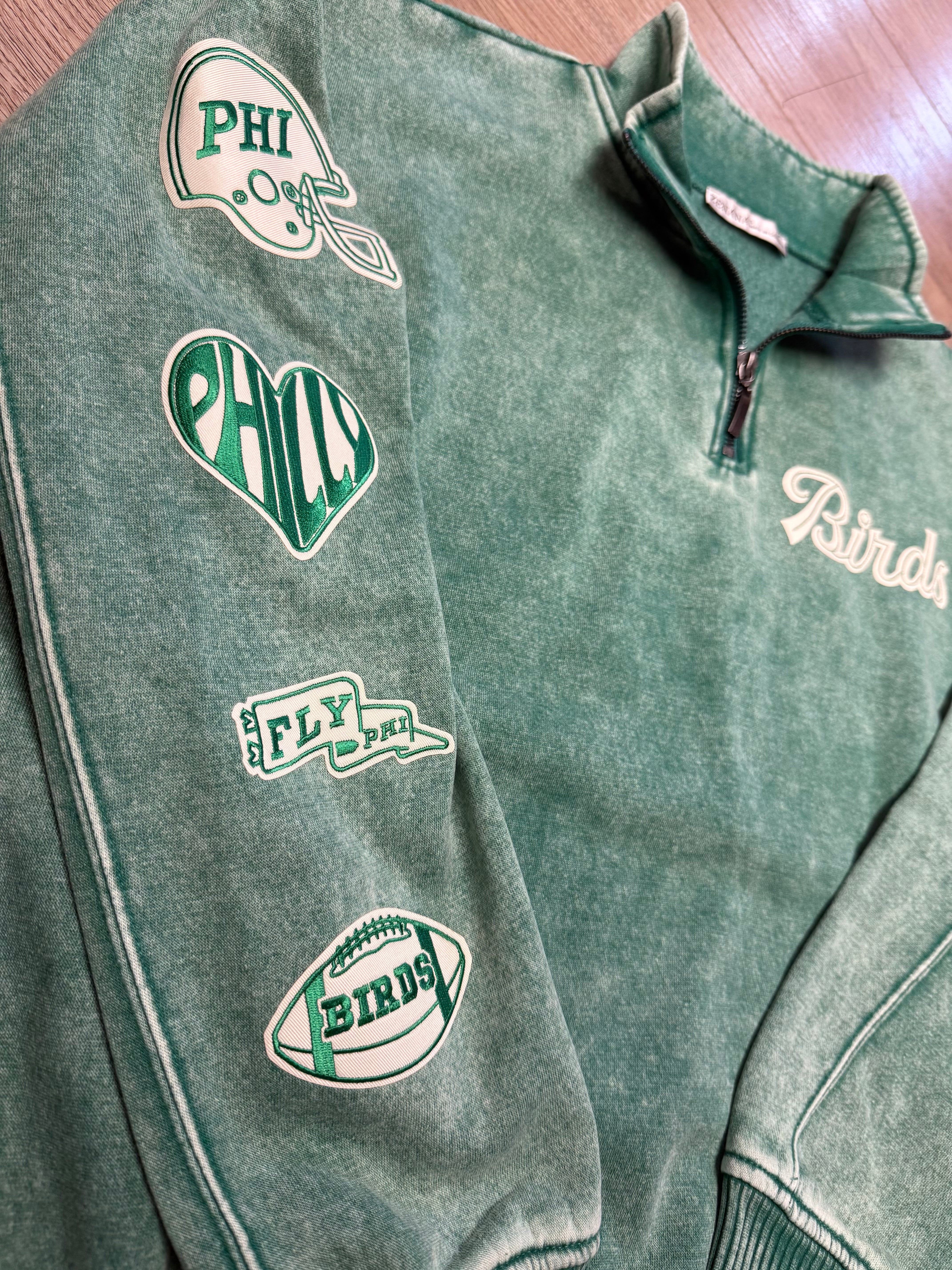 Ladies Birds Kelly Green Burnout 1/4 Zip Fleece