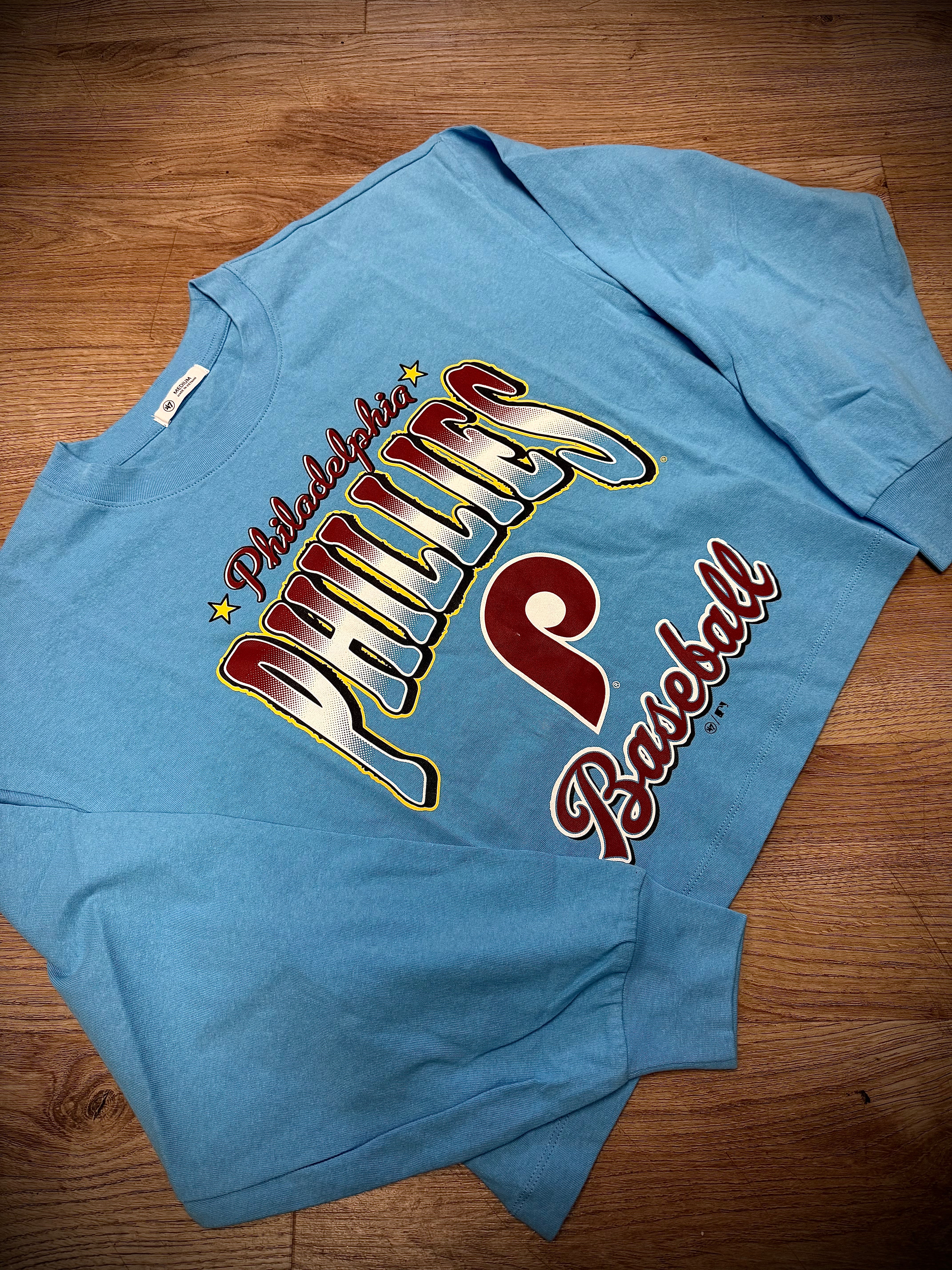 Ladies Phillies Powder Blue Vibe Check Sydney Long Sleeve Tee
