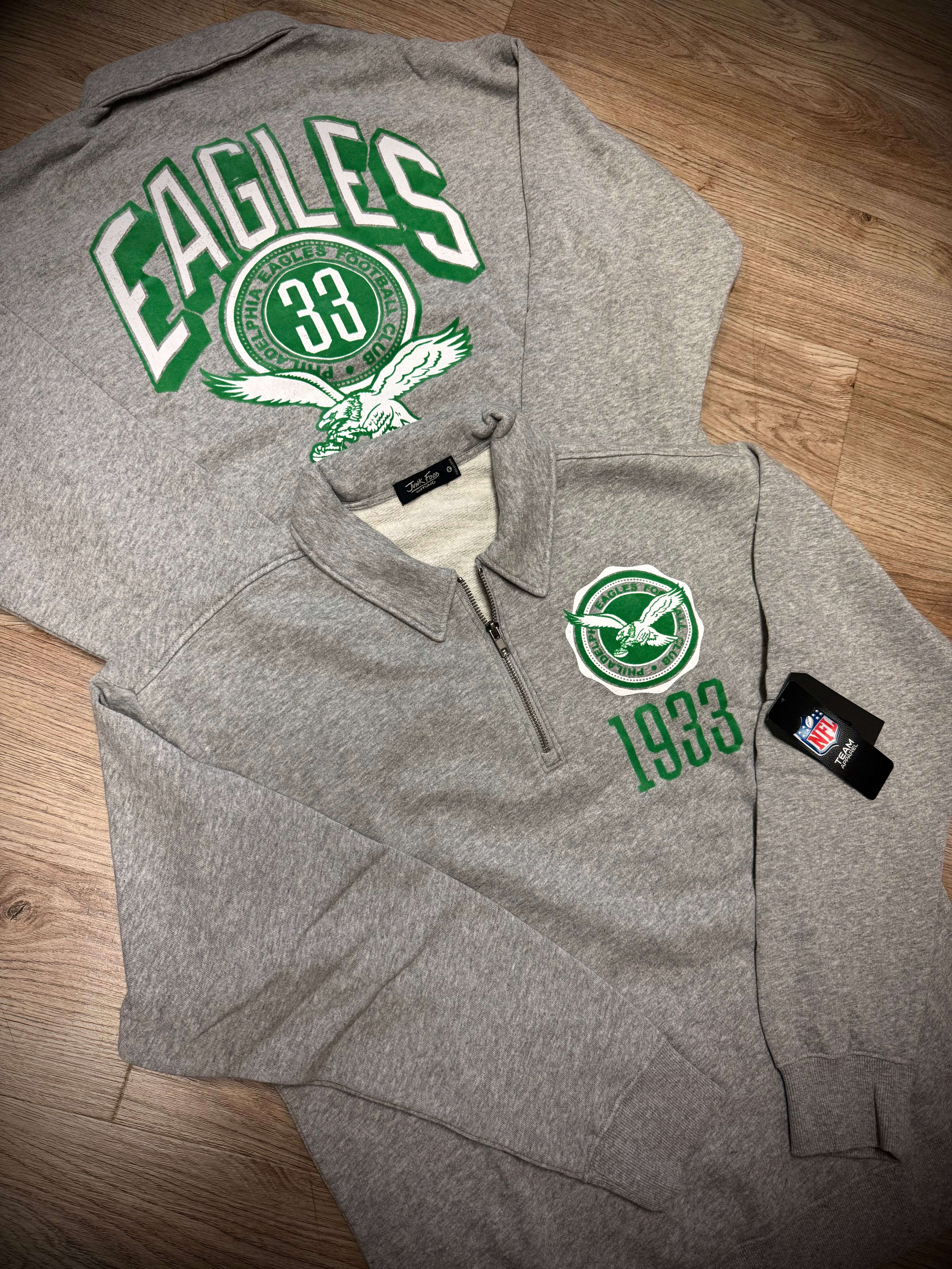 Eagles Throwback Flocked 1/4 Zip Fleece