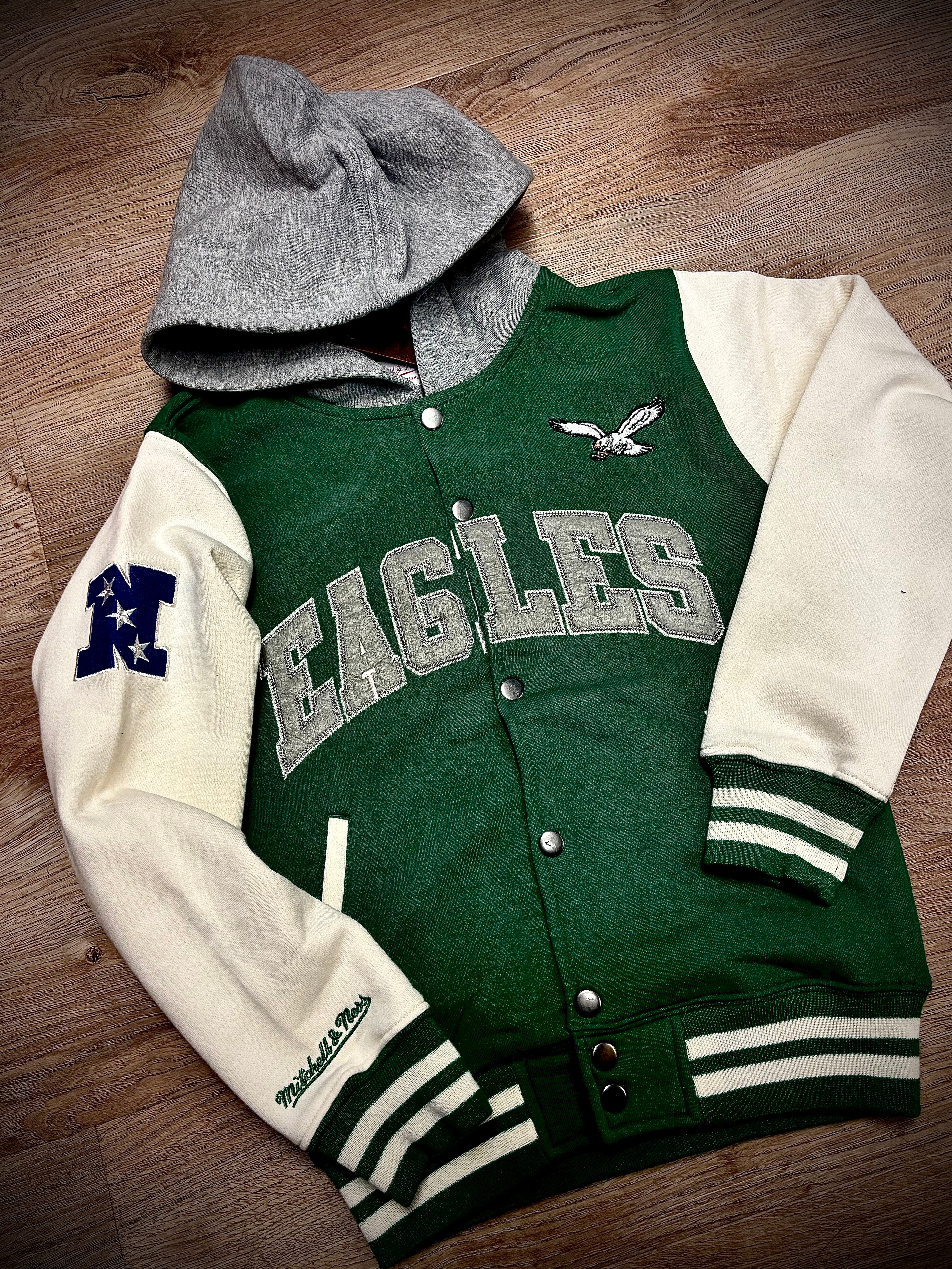 Eagles Kids Throw Back Court side Snap Up Fleece Jacket