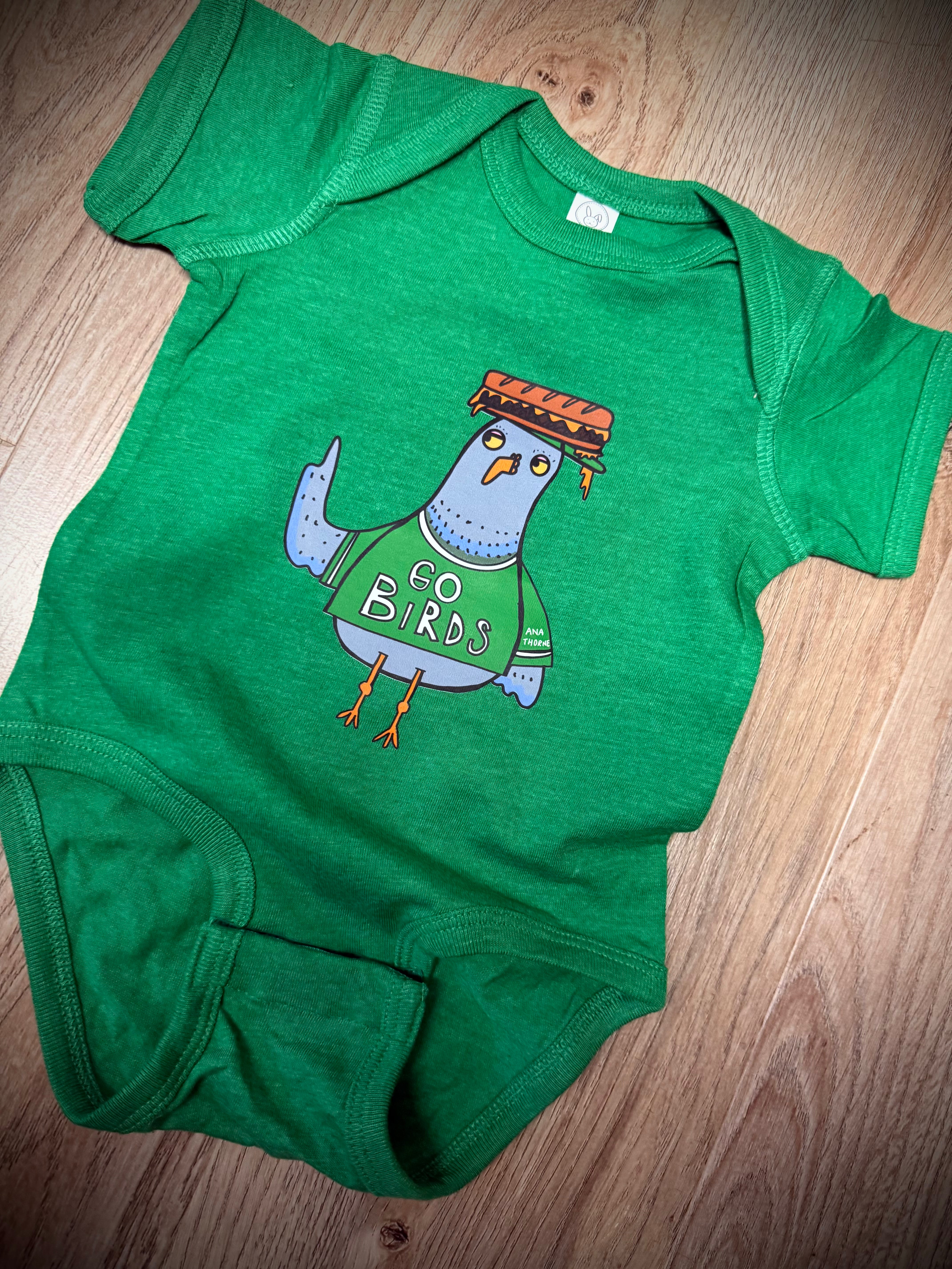 Baby Philly Cheesesteak Pigeon Onesie