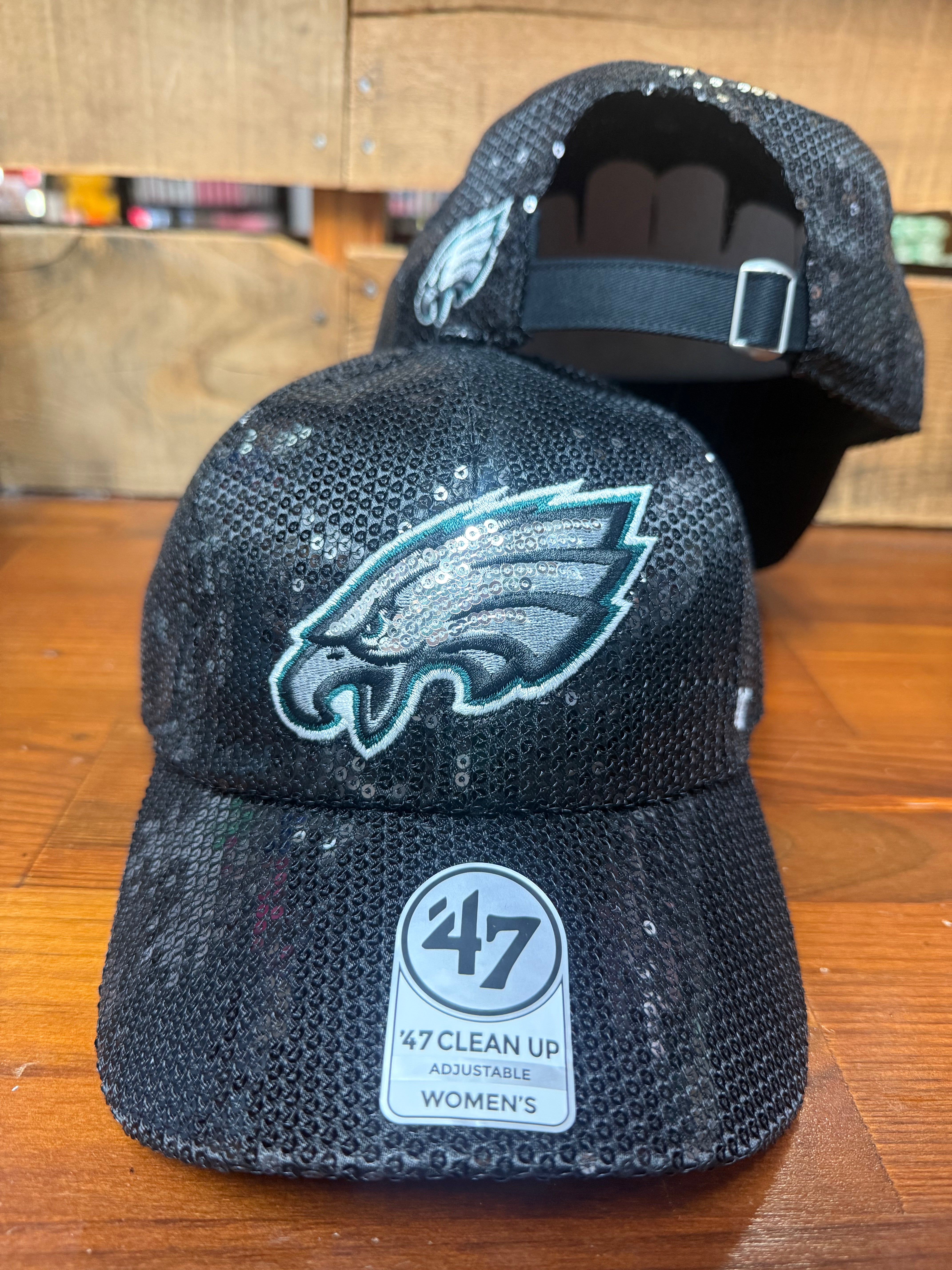 Ladies Eagles Black Dazzle Bling Cleanup Hat