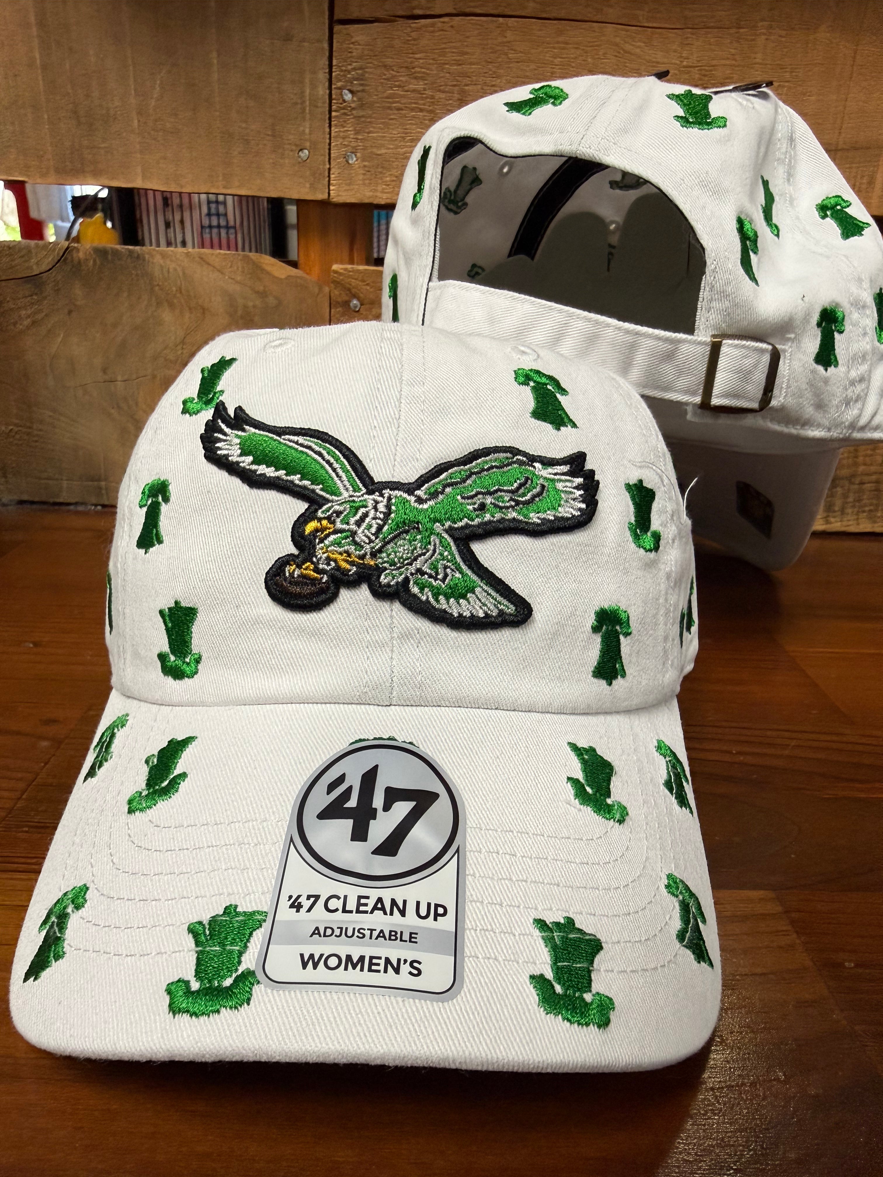 Ladies Eagles White Confetti Cleanup Hat