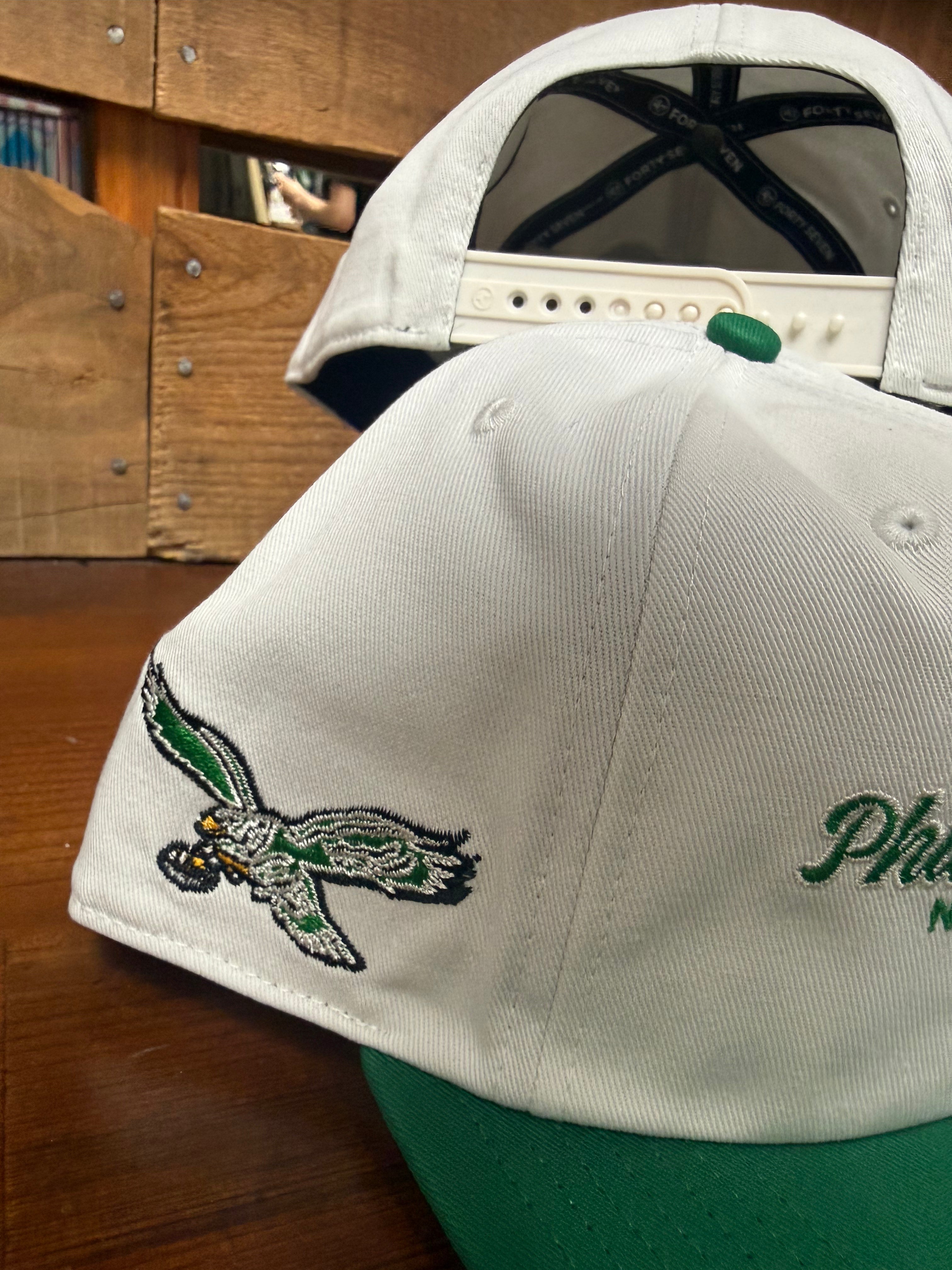 Eagles Throwback Sandstone Script Stack Captain Hat