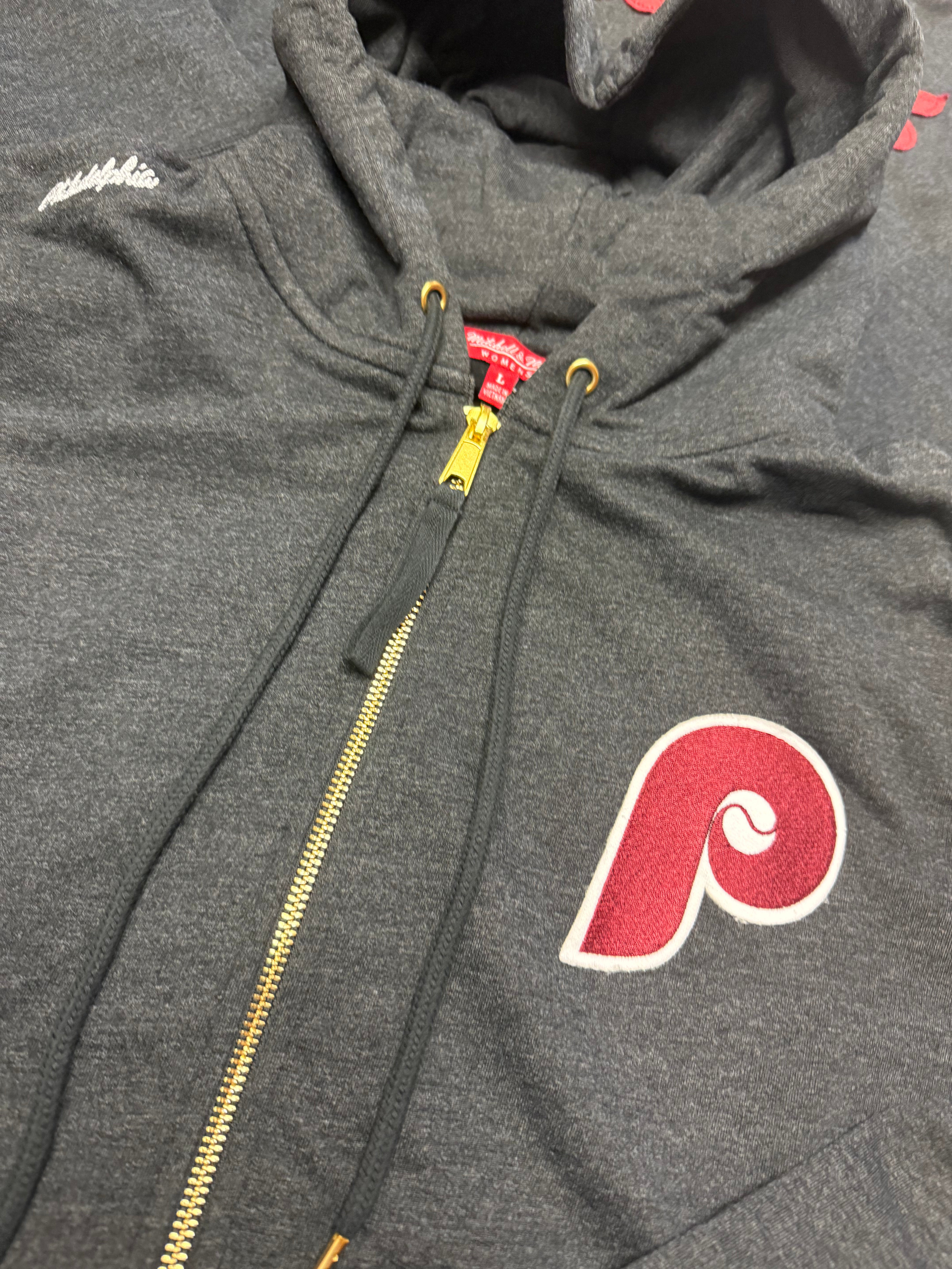 Ladies Phillies Throwback Lightweight Full Zip Hoodie