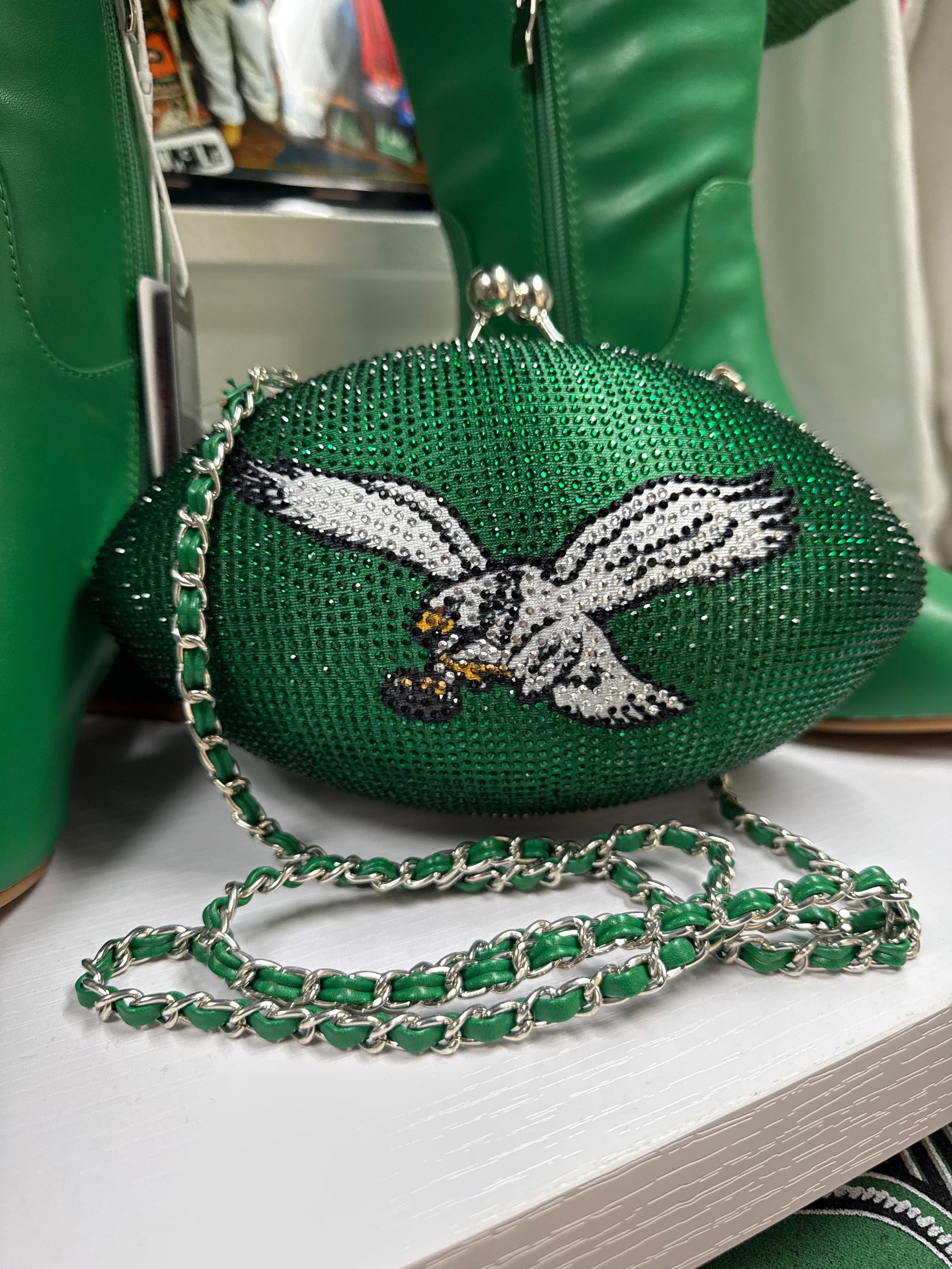Eagles Football Kelly Bling Clutch Purse