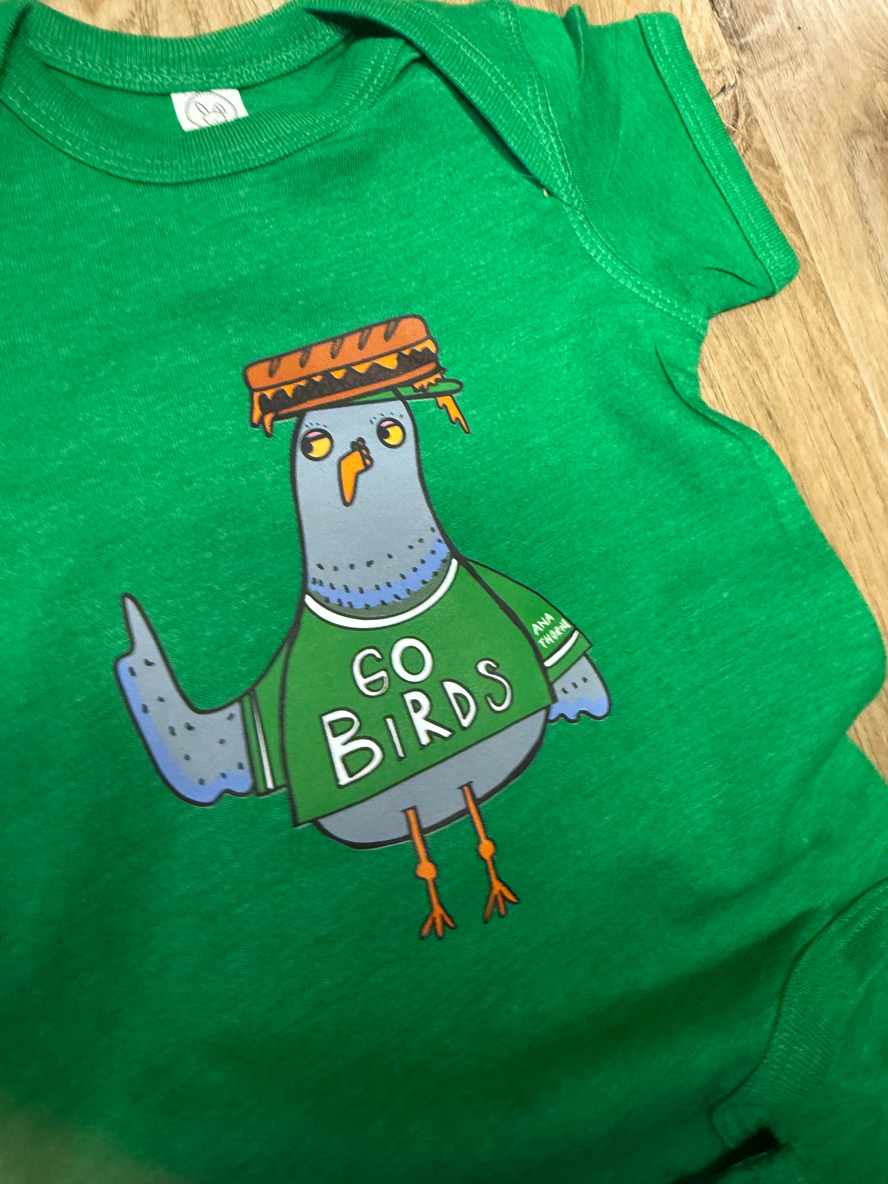 Baby Philly Cheesesteak Pigeon Onesie