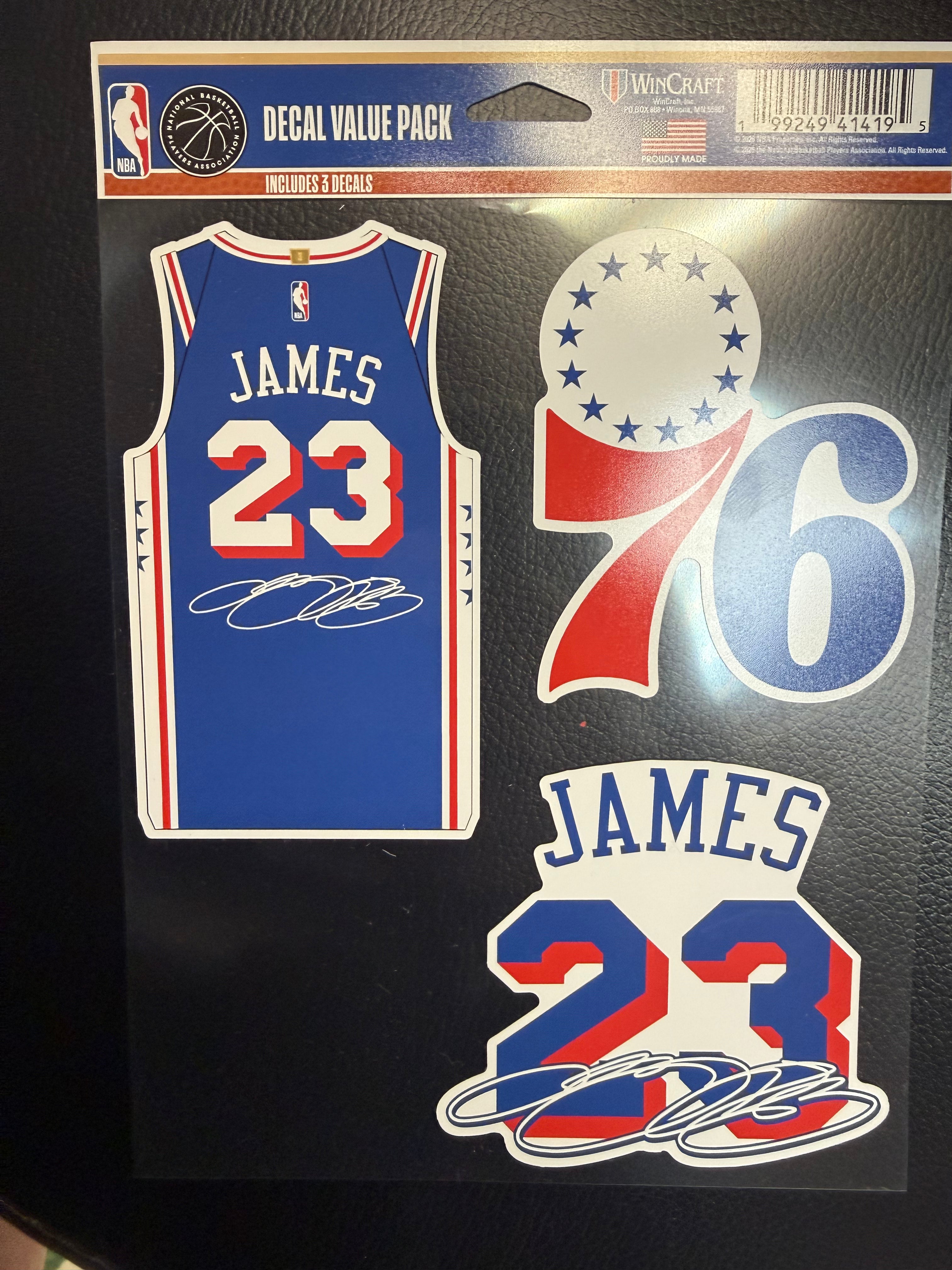 LeBron James Sixers 3pc Decal Set
