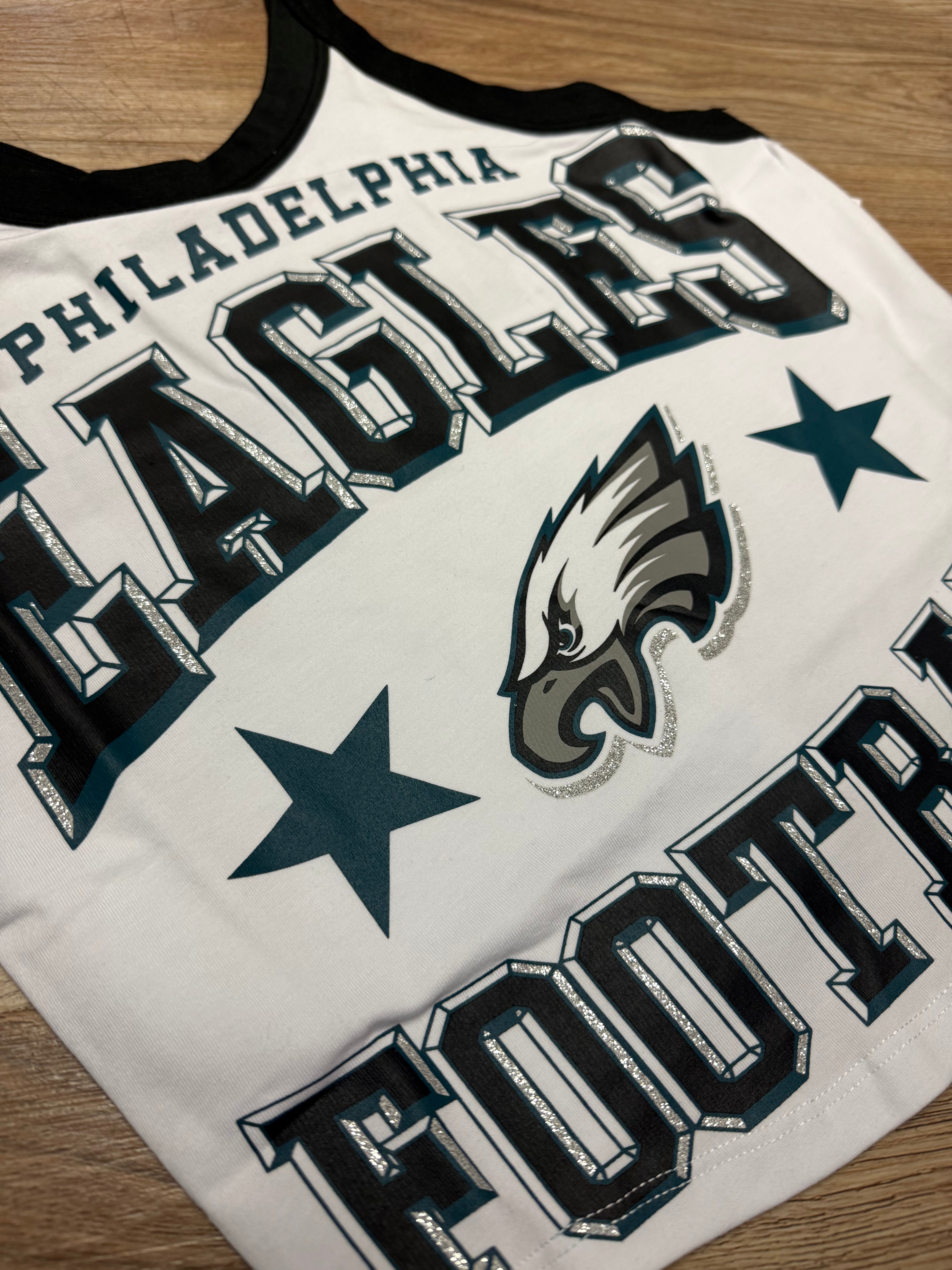 Ladies Eagles White Energize Sport Crop Tank Top