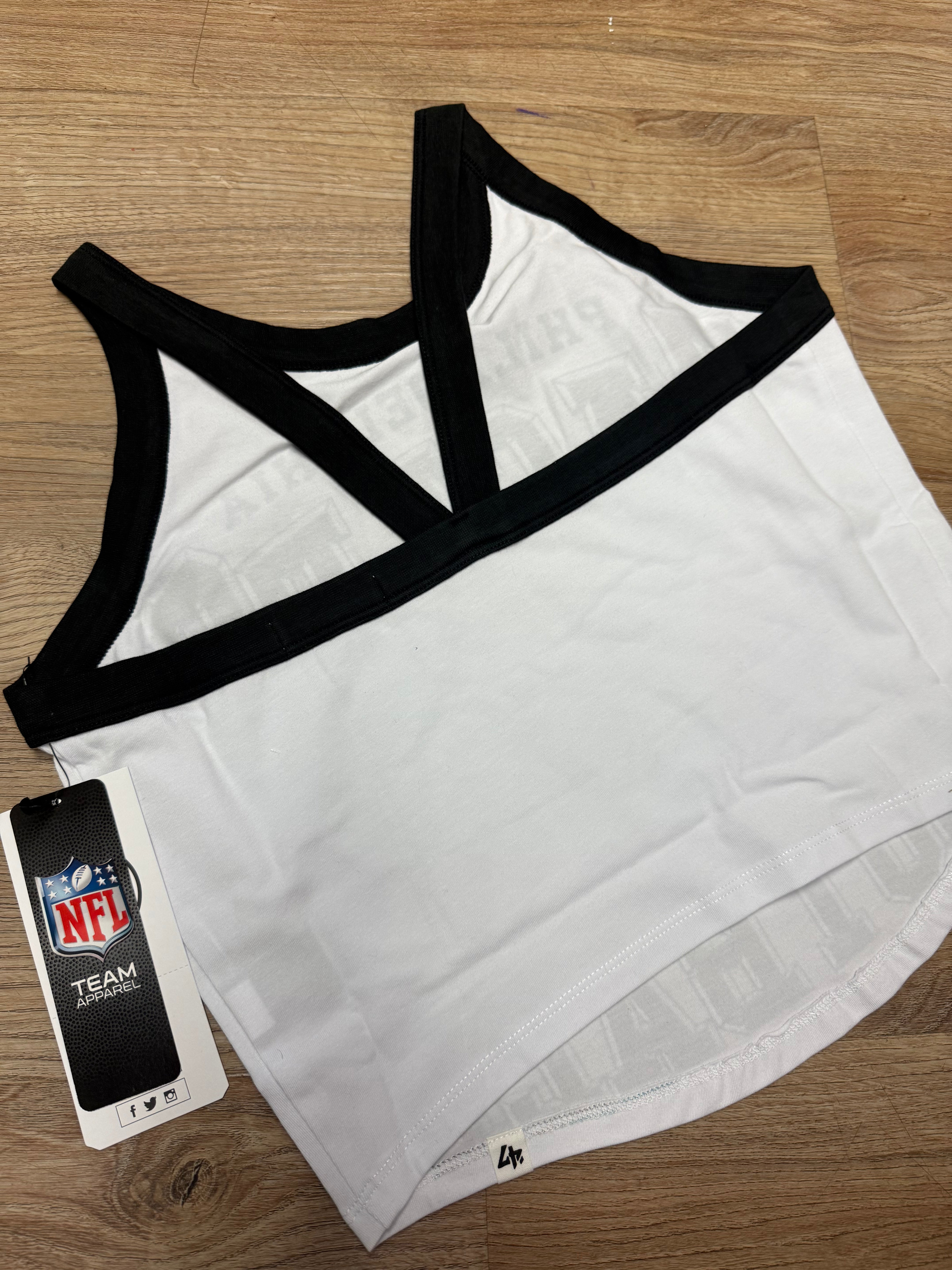 Ladies Eagles White Energize Sport Crop Tank Top
