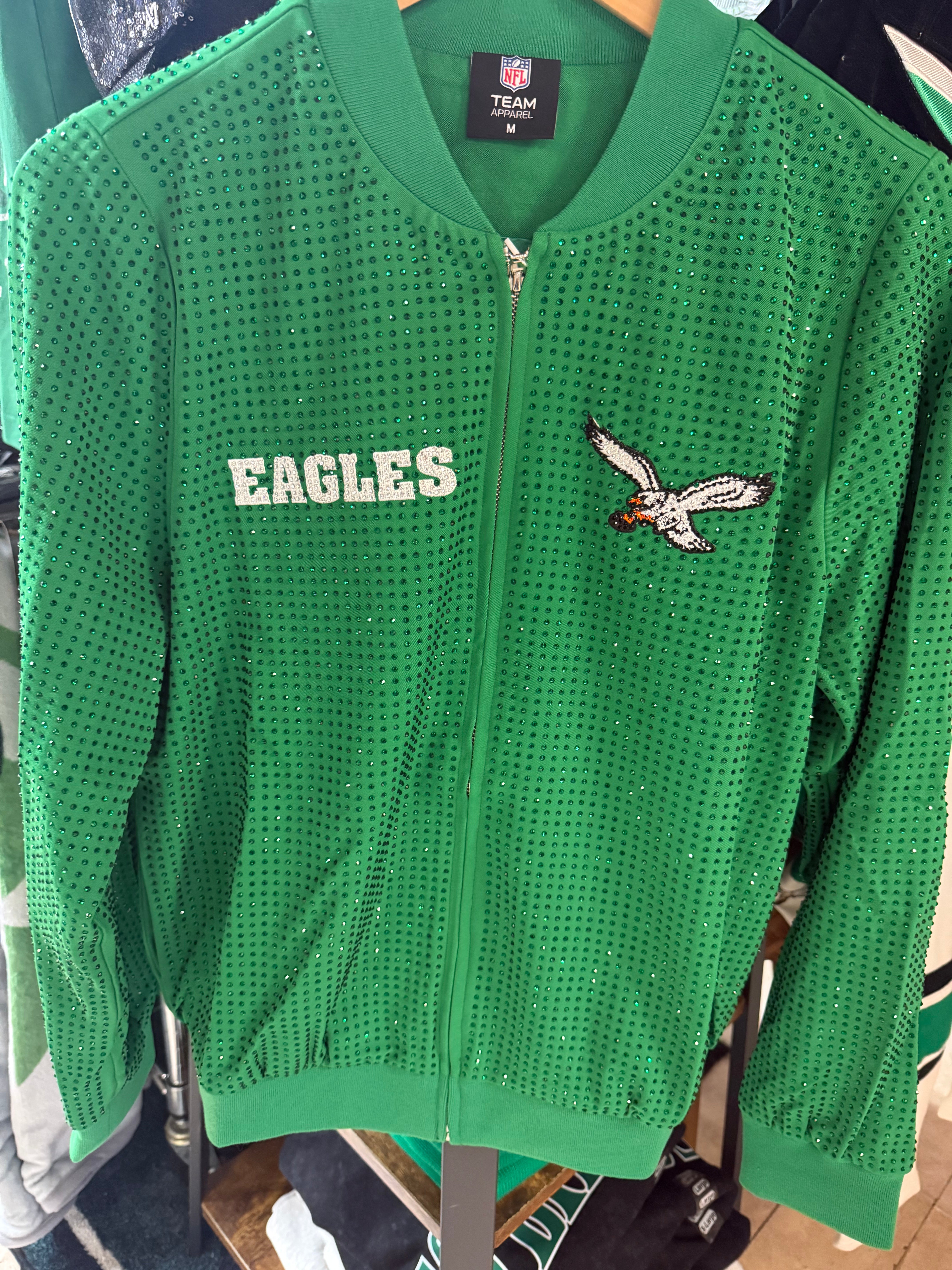 Ladies Eagles Studded Kelly Bomber Jacket