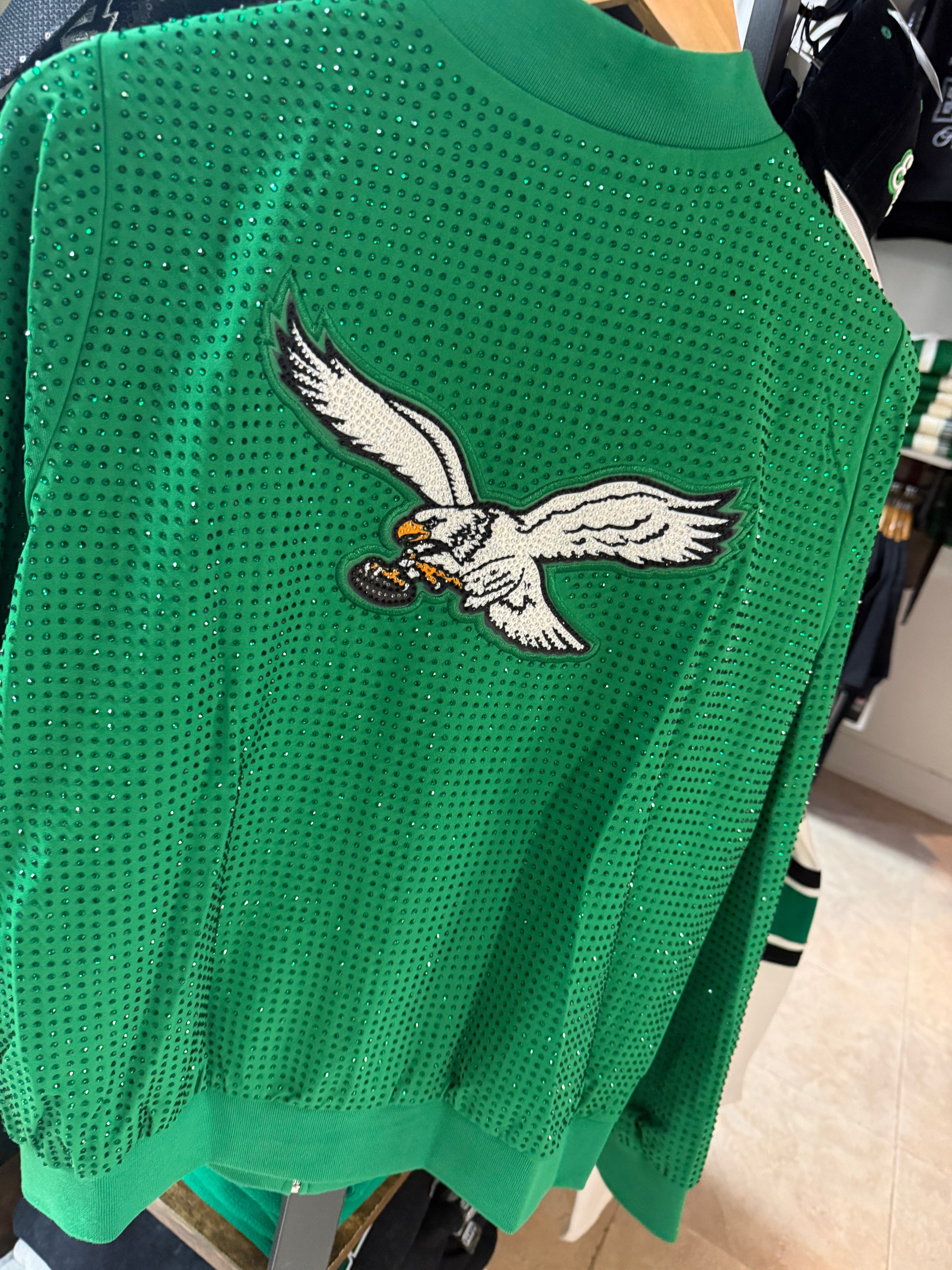 Ladies Eagles Studded Kelly Bomber Jacket