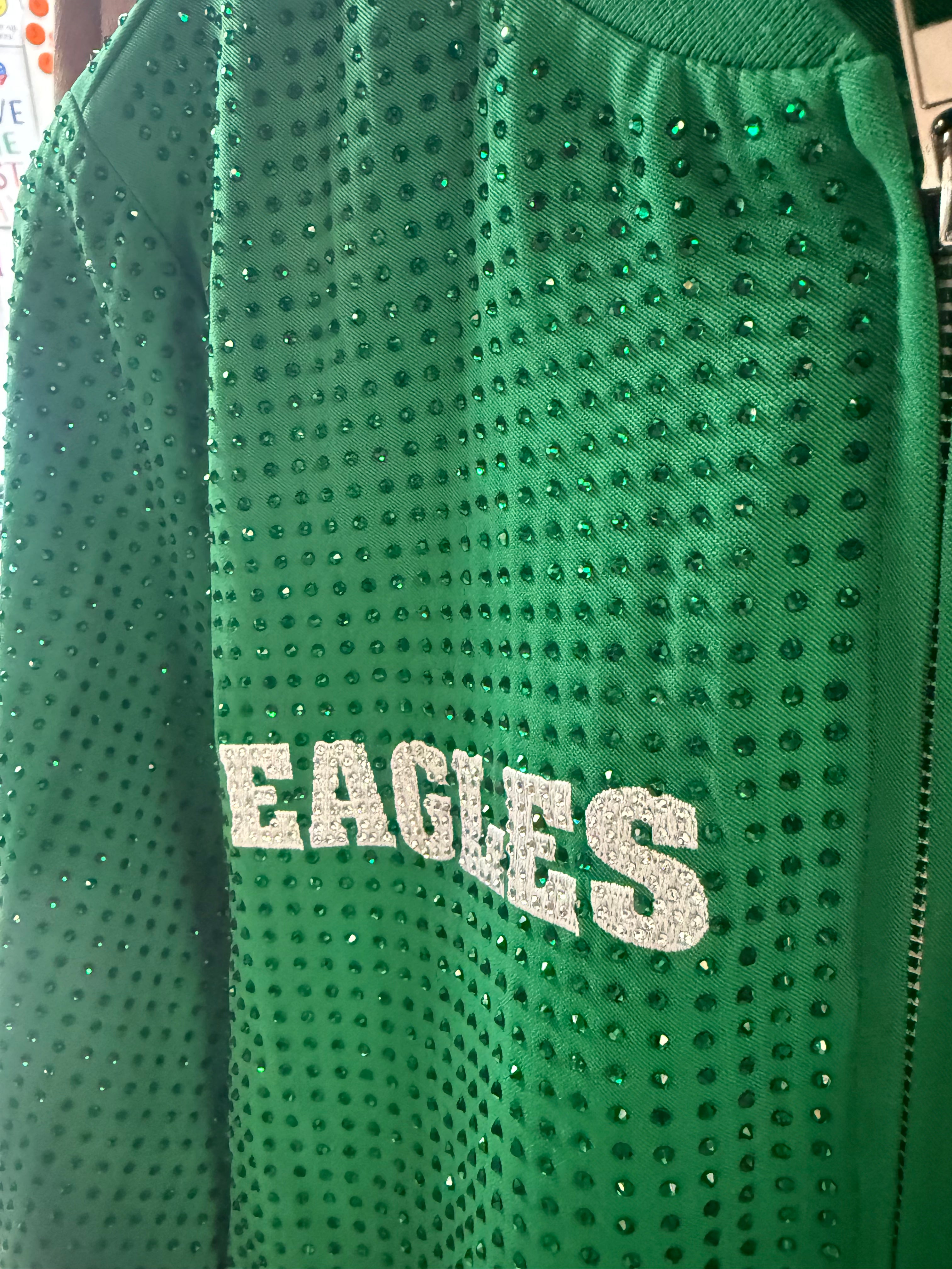 Ladies Eagles Studded Kelly Bomber Jacket